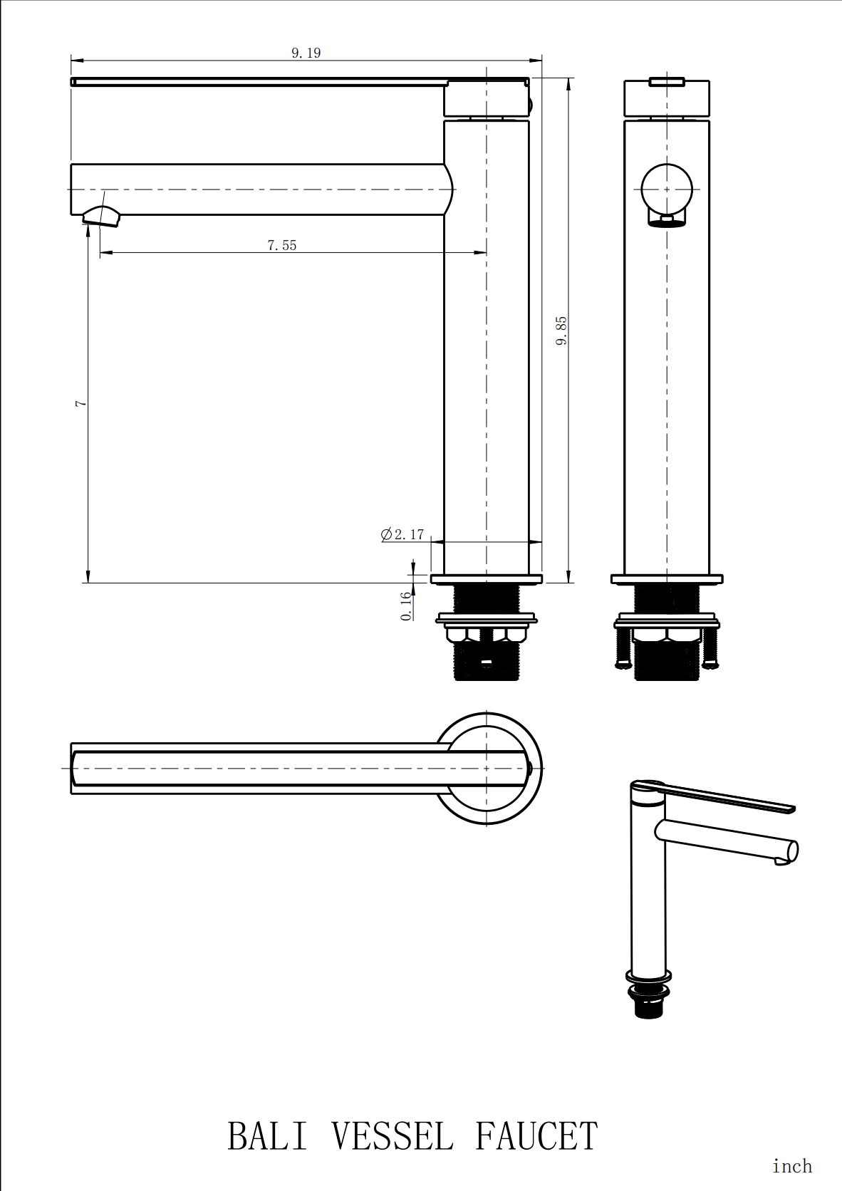 Aquamoon Bali Collection Single Lever Bathroom Vanity Faucet Chrome Finish