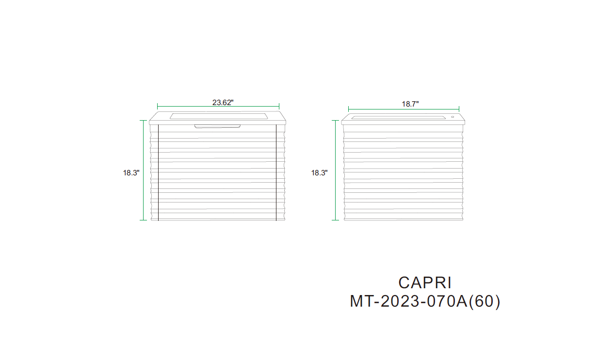 Capri 23.5 Natural Oak Cabinet, Solid Surface Sink, Wall Mounted Modern Vanity Set