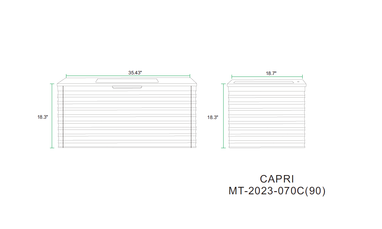 Capri 35.5 Natural Oak Cabinet, Solid Surface Sink, Wall Mounted Modern Vanity Set