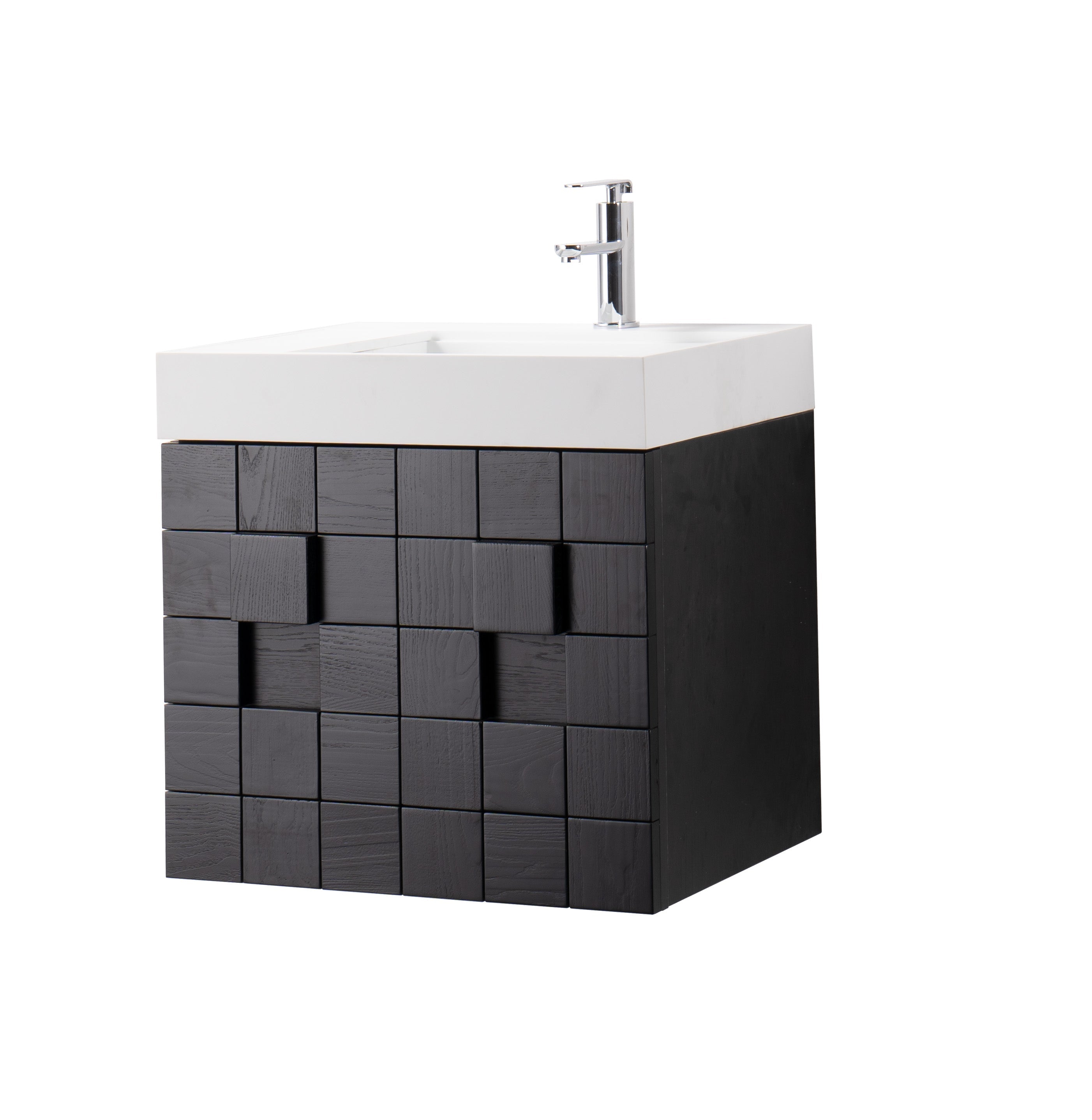Darko 23.5 Single Dark Oak Cabinet, Solid Surface ORUS Sink, Wall Mounted Modern Vanity Set (Copy) 