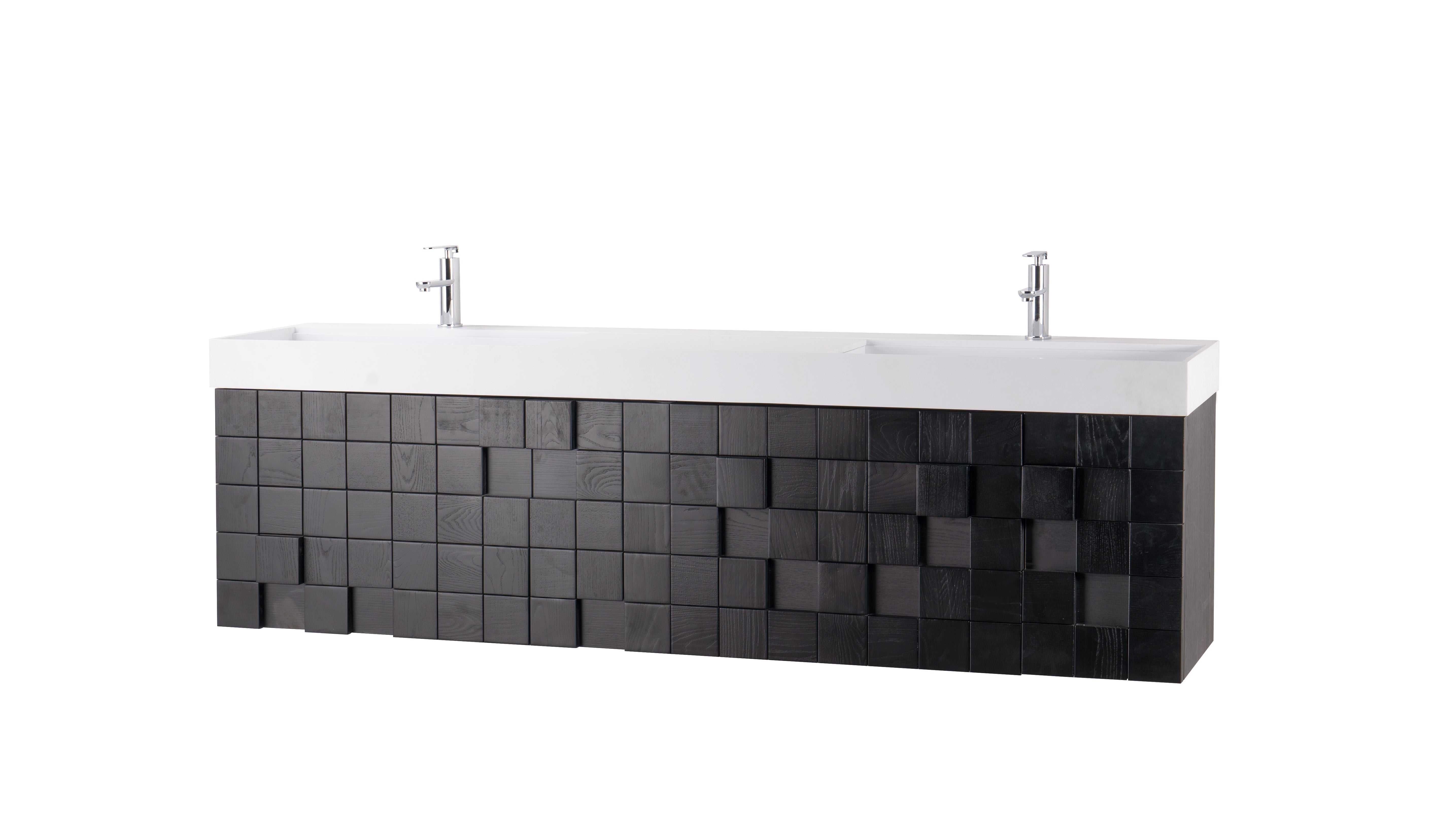 Darko 80 Double Dark Oak Cabinet, Solid Surface ORUS Sink, Wall Mounted Modern Vanity Set 