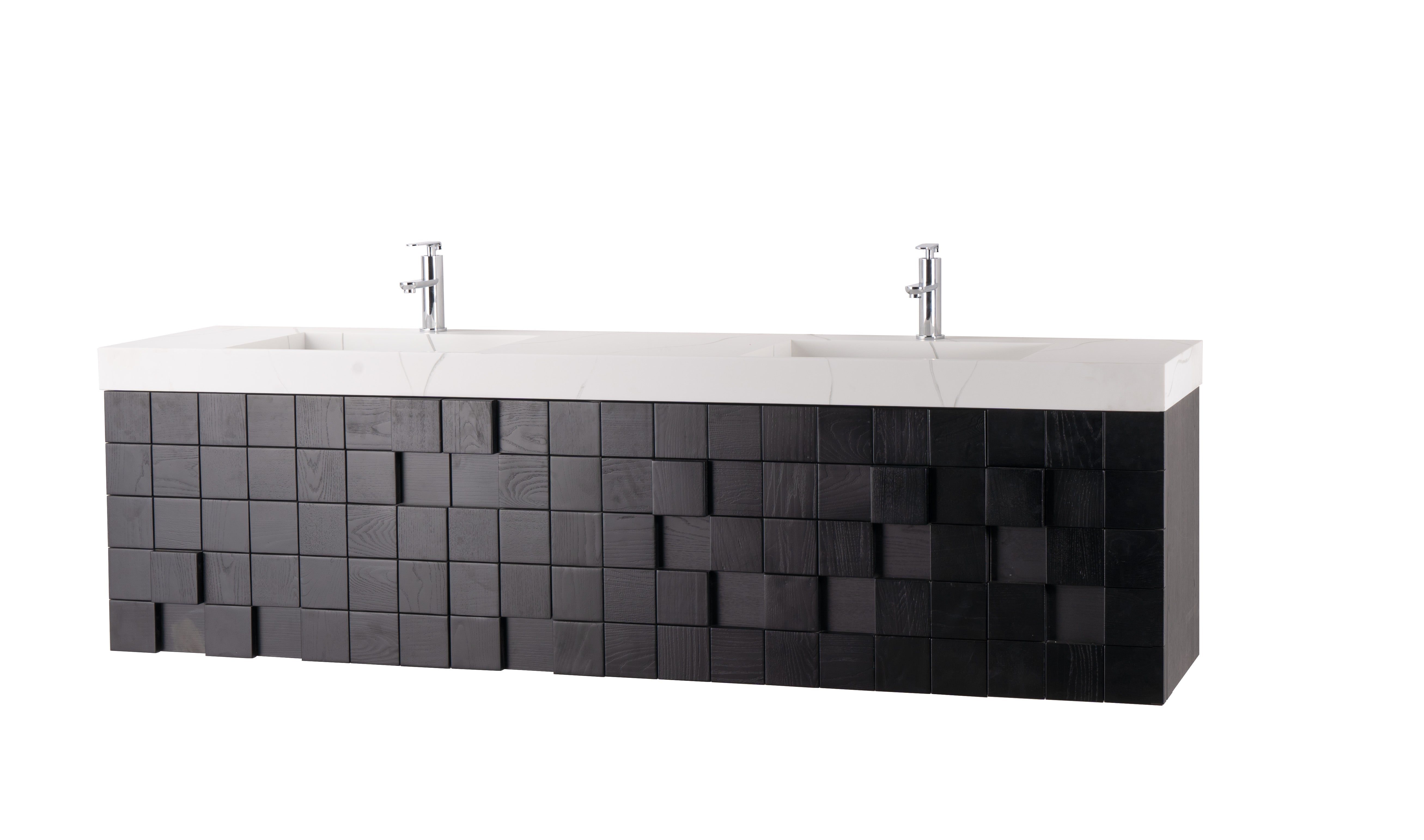 Darko 80 Double Dark Oak Cabinet, Solid Surface ORUS Sink, Wall Mounted Modern Vanity Set 