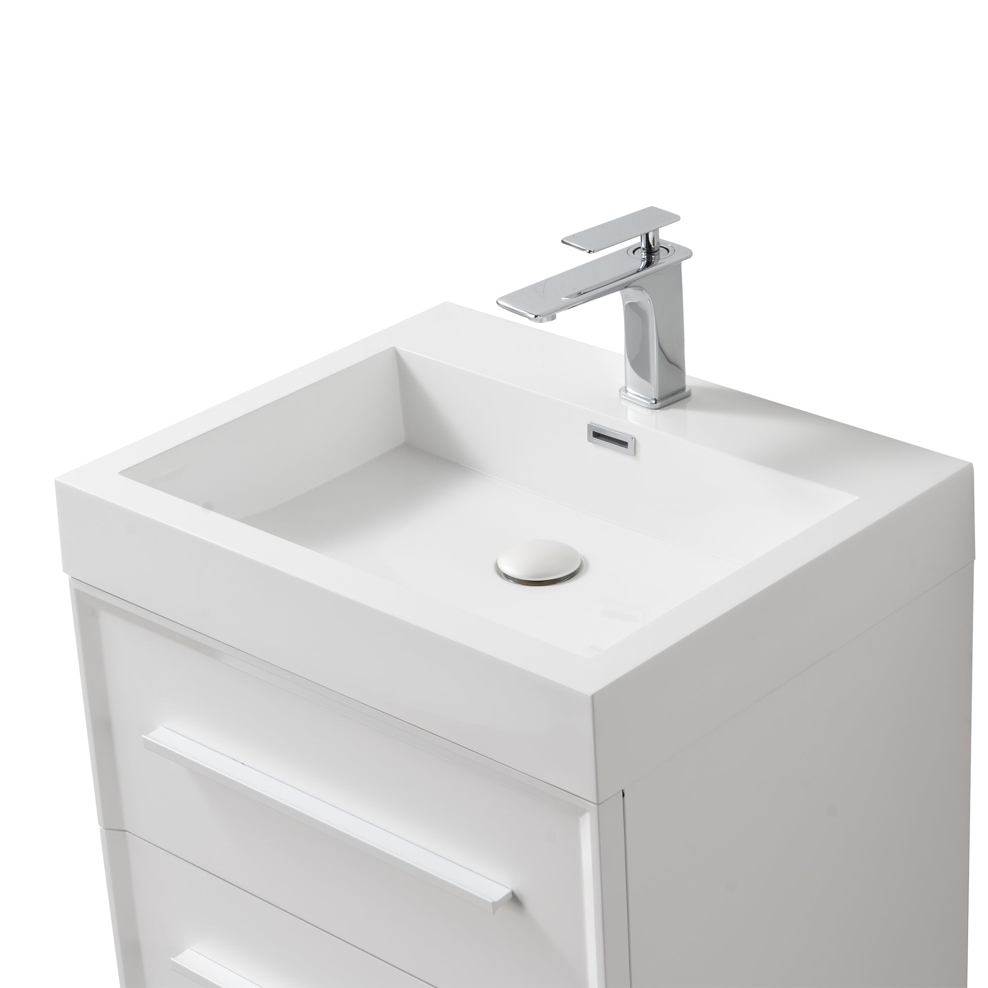 Ibiza 23.5 White Cabinet, Square Cultured Marble Sink, Wall Mounted Modern Vanity Set