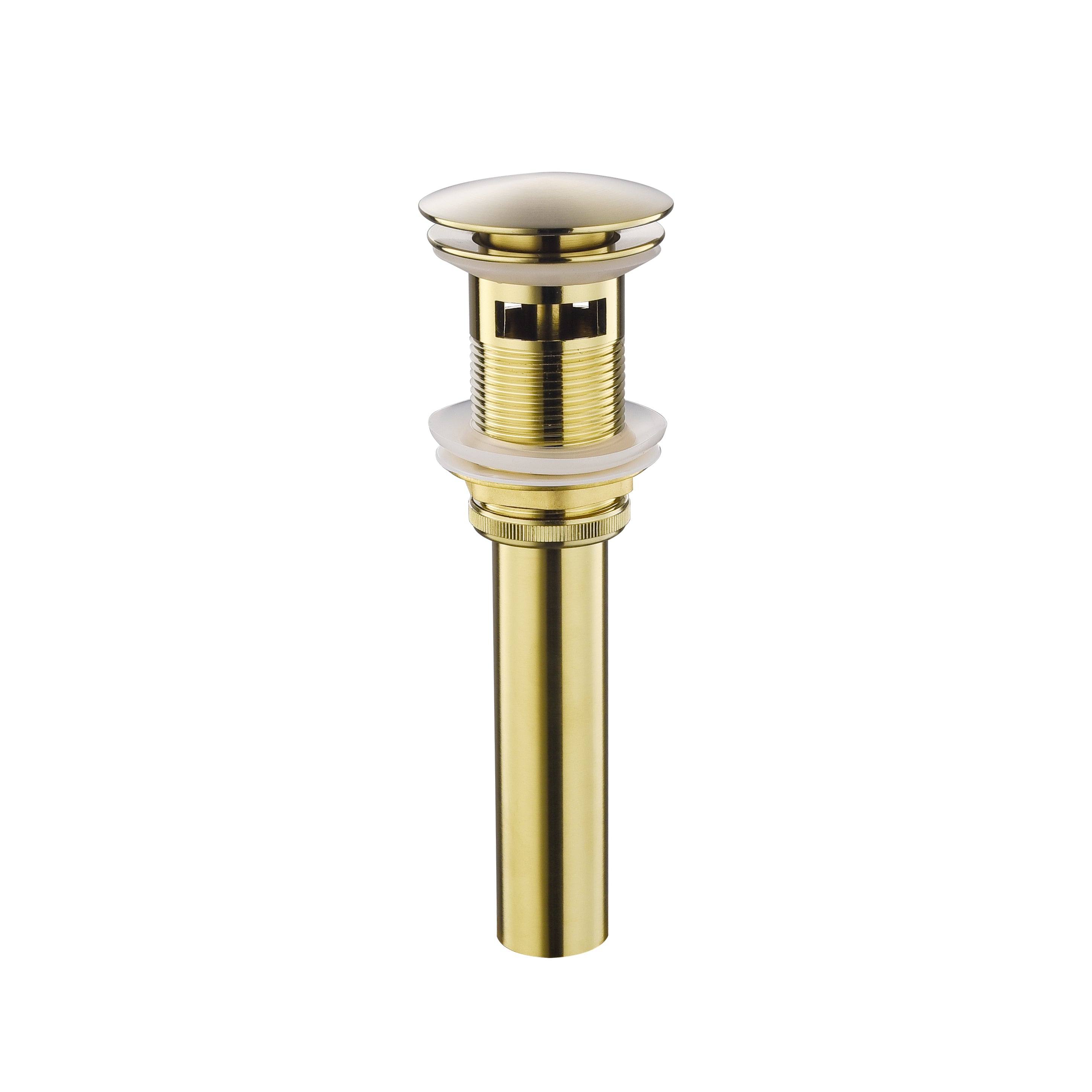 Aquamoon Bathroom Faucet Vessel Vanity Sink Round Pop Up Drain Stopper with Overflow, Brush Gold Finish PP0205 