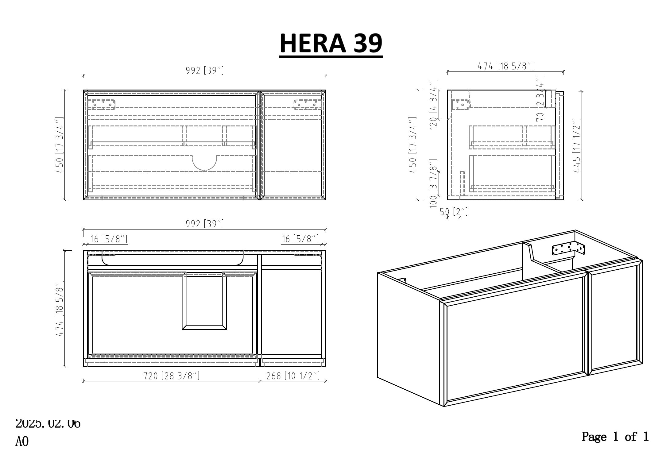 Hera 39.5 Natural Oak Cabinet, Square Cultured Marble Sink, Wall Mounted Modern Vanity Set Bath Trends USA