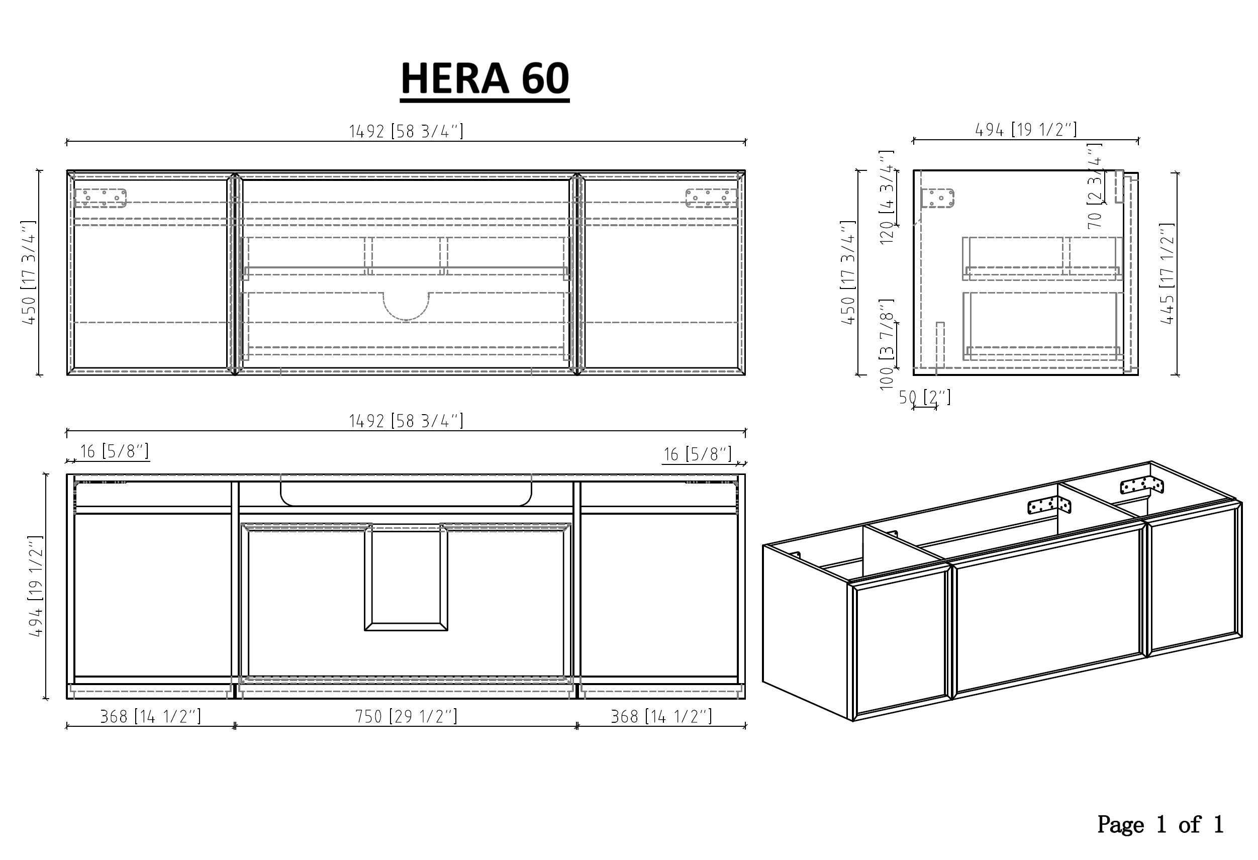 Hera 59.5 Natural Oak Cabinet, Square Cultured Marble Sink, Wall Mounted Modern Vanity Set Square Cultured Marble Bath Trends USA