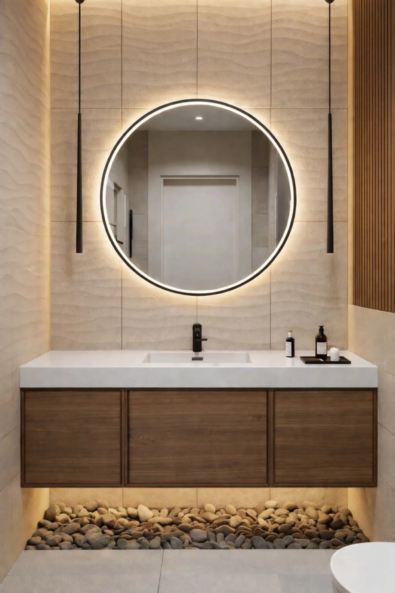 Hera 59.5 Natural Oak Cabinet, Square Cultured Marble Sink, Wall Mounted Modern Vanity Set Square Cultured Marble 