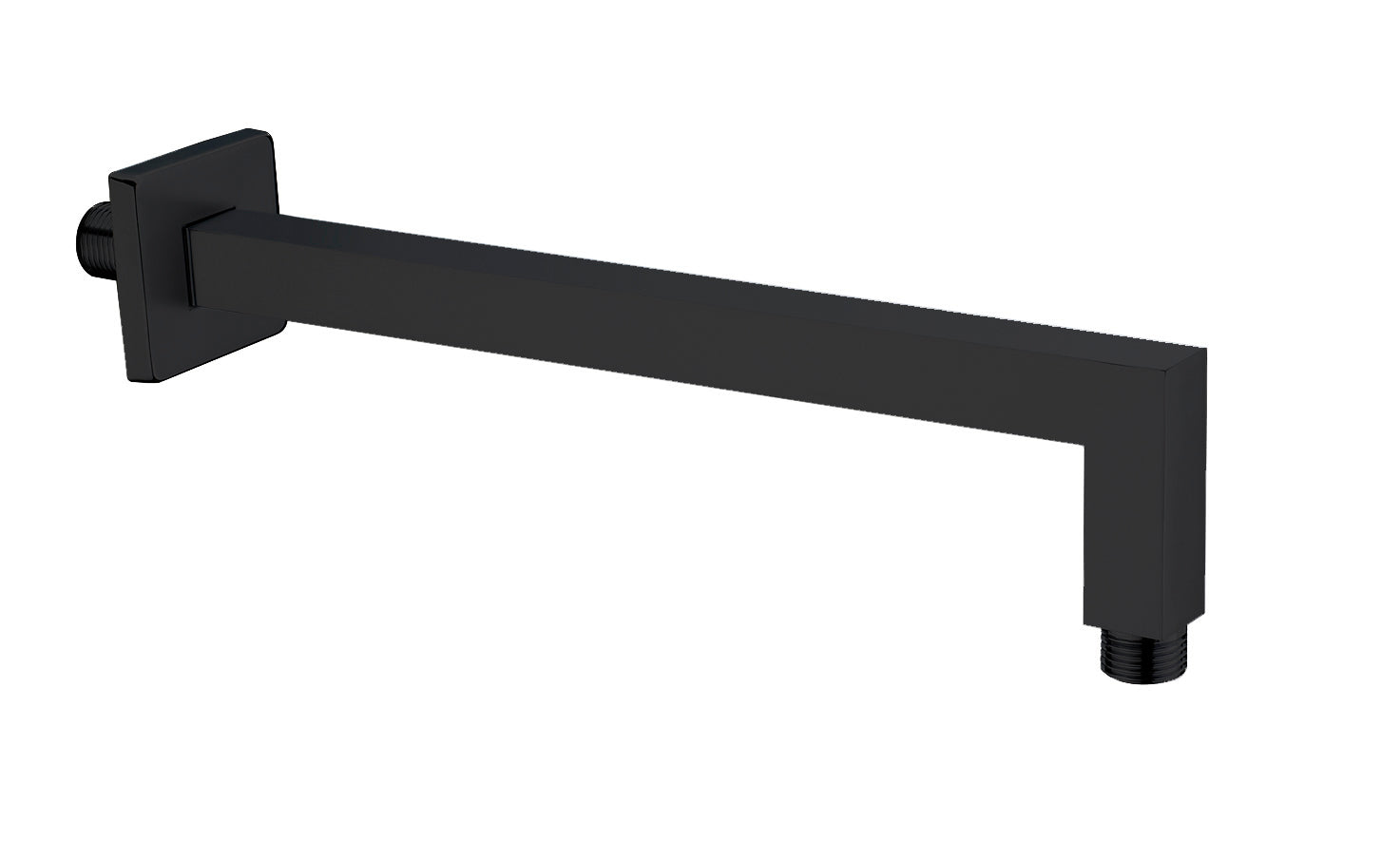 Aquamoon 15" Shower arm Wall Square Matte Black with Flange