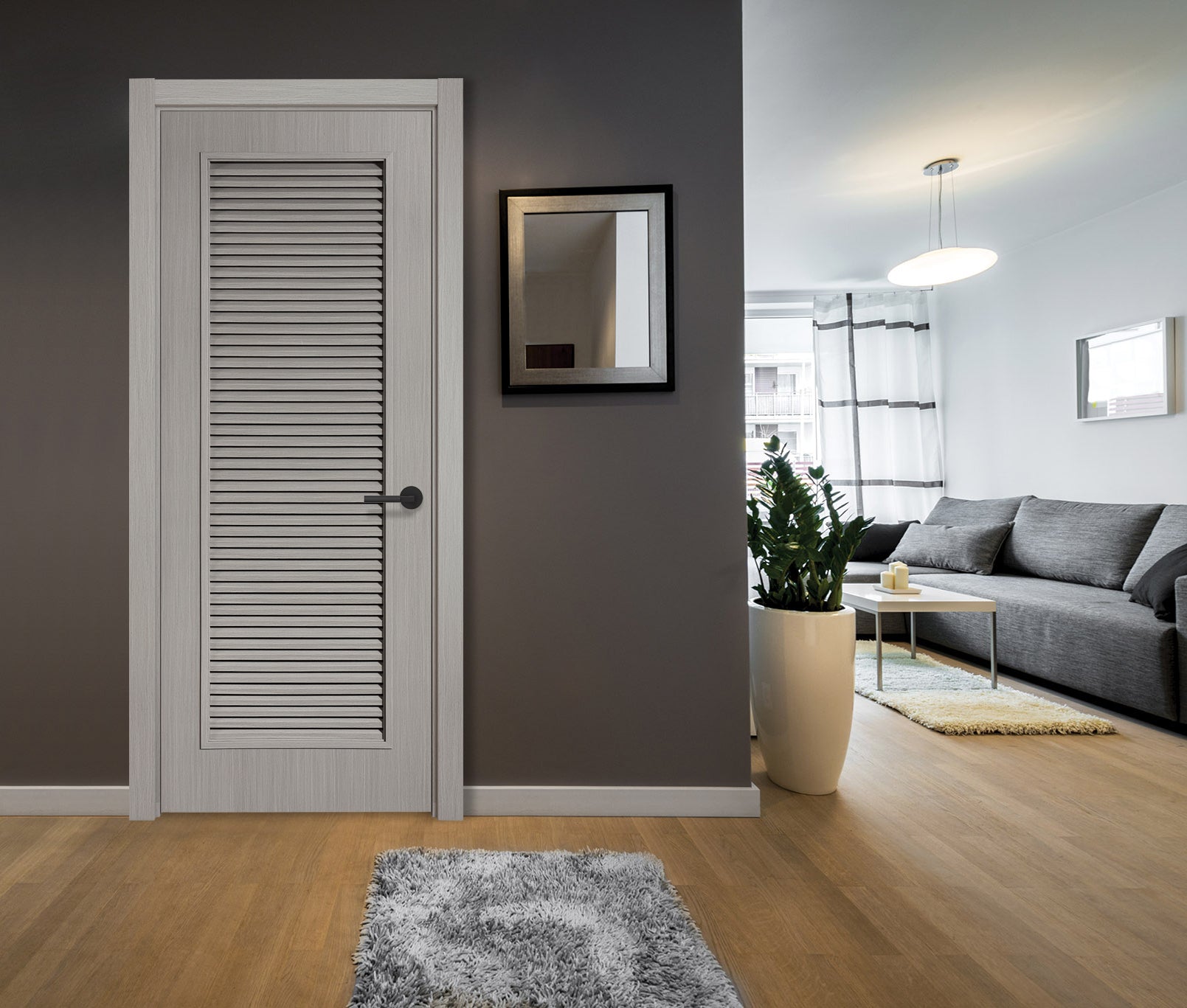 Contemporary IVI GREY AC Interior Door 24 x 80