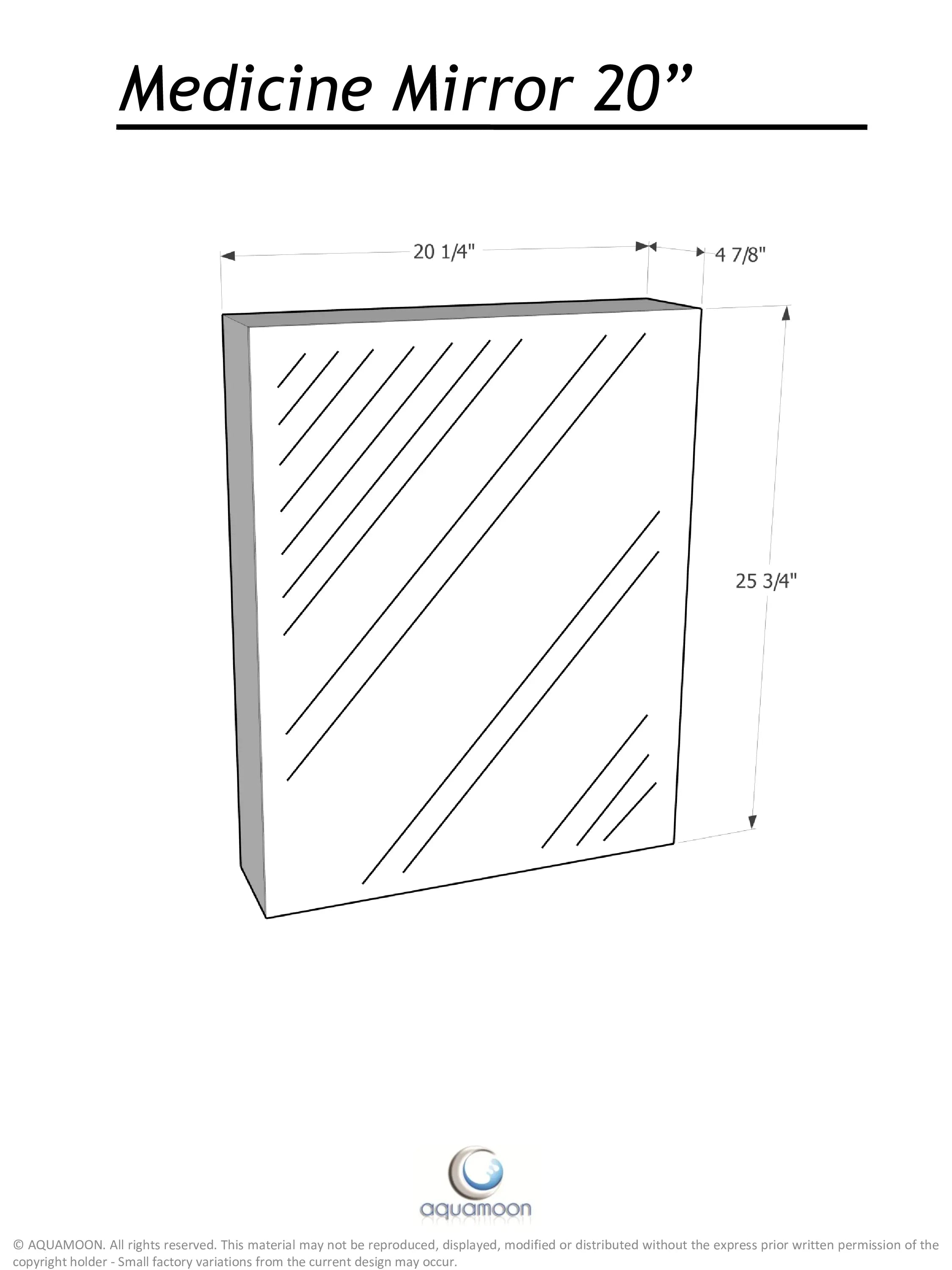 Aquamoon MM20 Frameless Plain 20" x26" Bathroom Medicine Cabinet Recess or Wall Mounted Installation bathtrends_usa