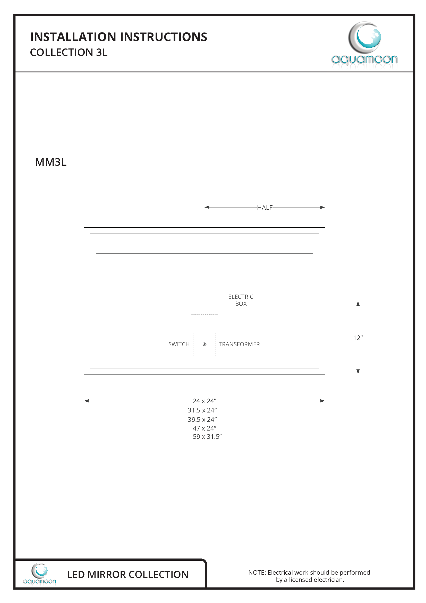 Aquamoon Twinkle LED Bathroom Mirror 39" x 31" Wall Mounted Side Switch 6000K High Lumen bathtrends_usa