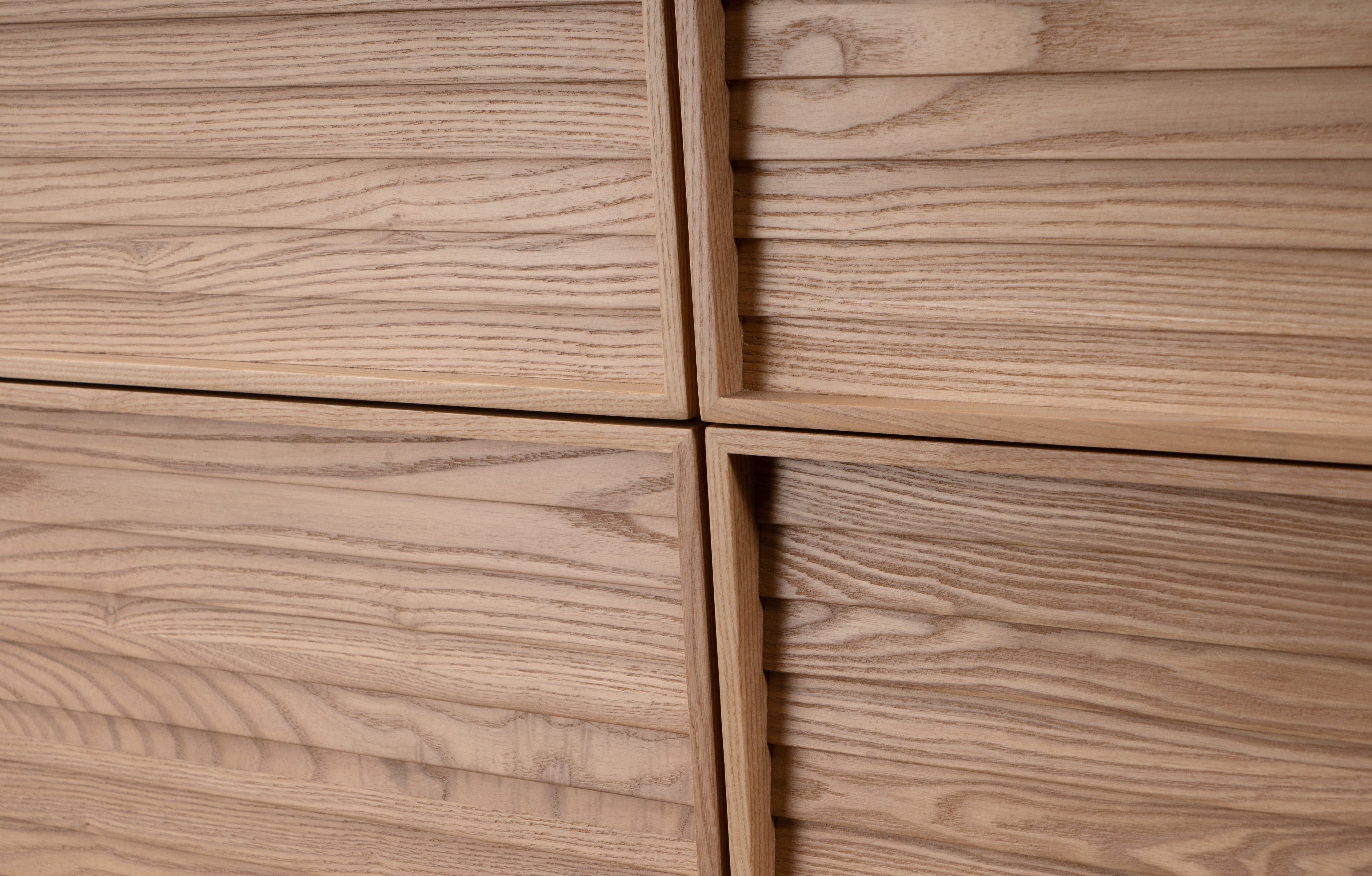 Nara 72" Double Natural Oak Cabinet, Solid Surface ORUS Infinity Sink, Freestanding Modern Vanity Set 