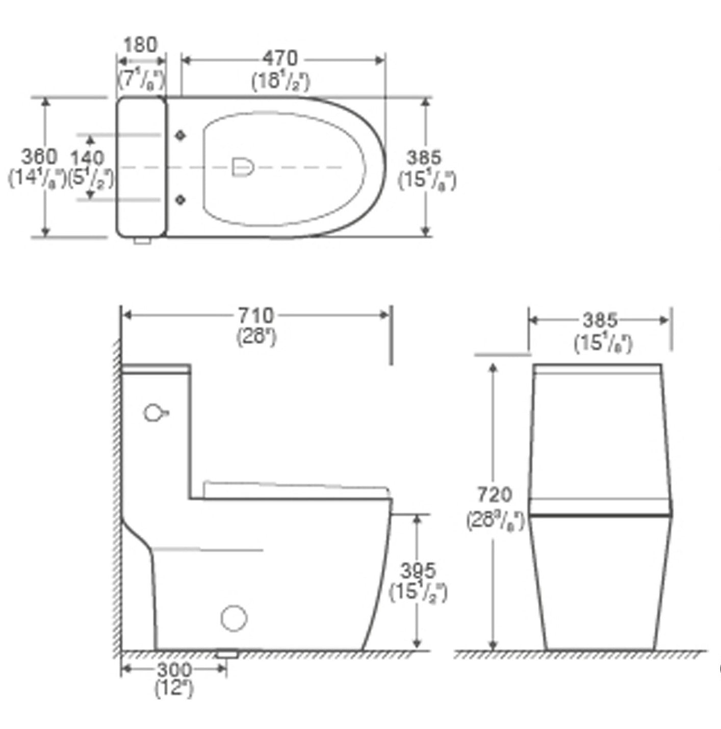 Aquamoon TB 328 Elongated One Piece Single Flush Toilet With Soft Closing Seat