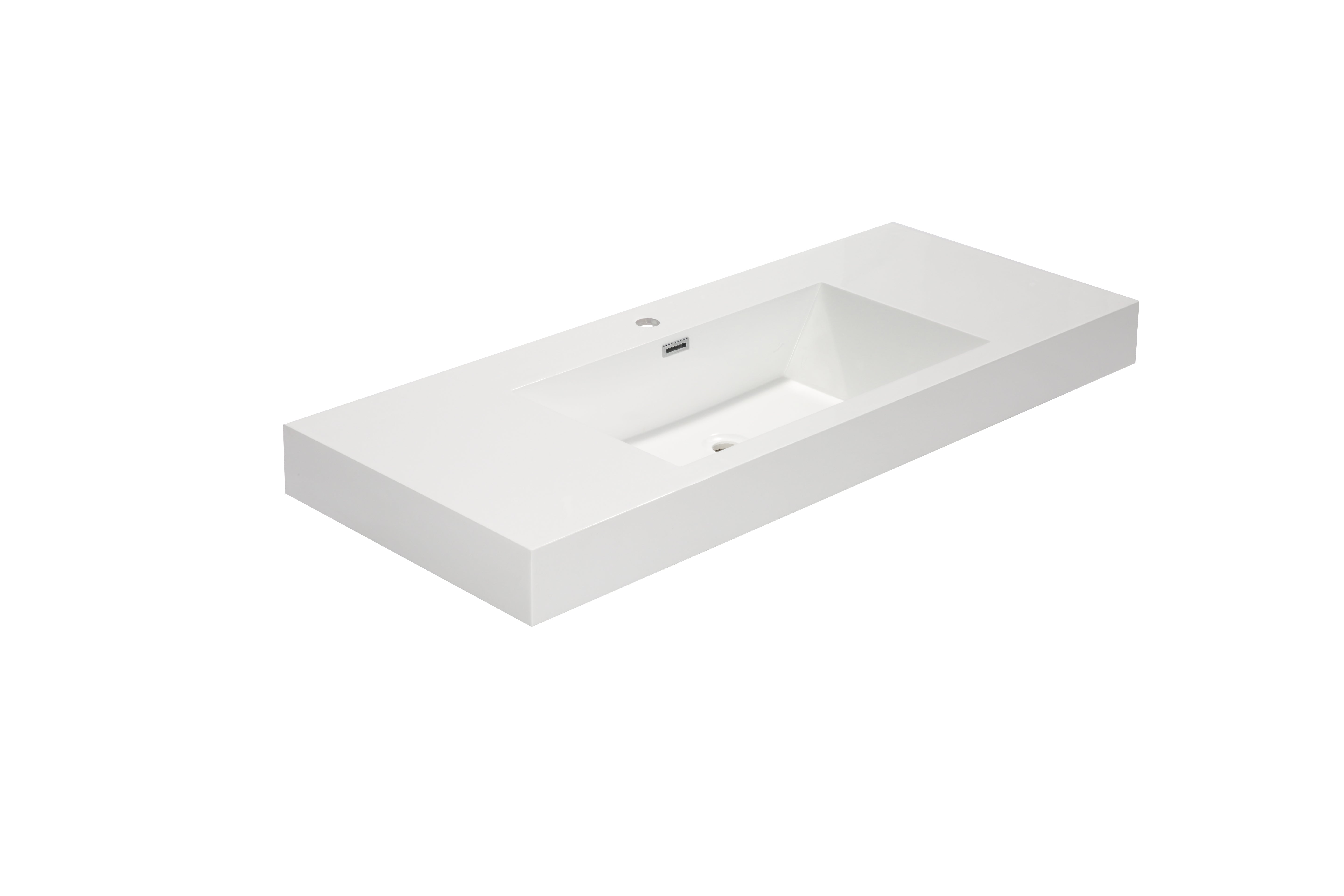 Aquamoon Maya 47" Integrated /Countertop White Square  Sink