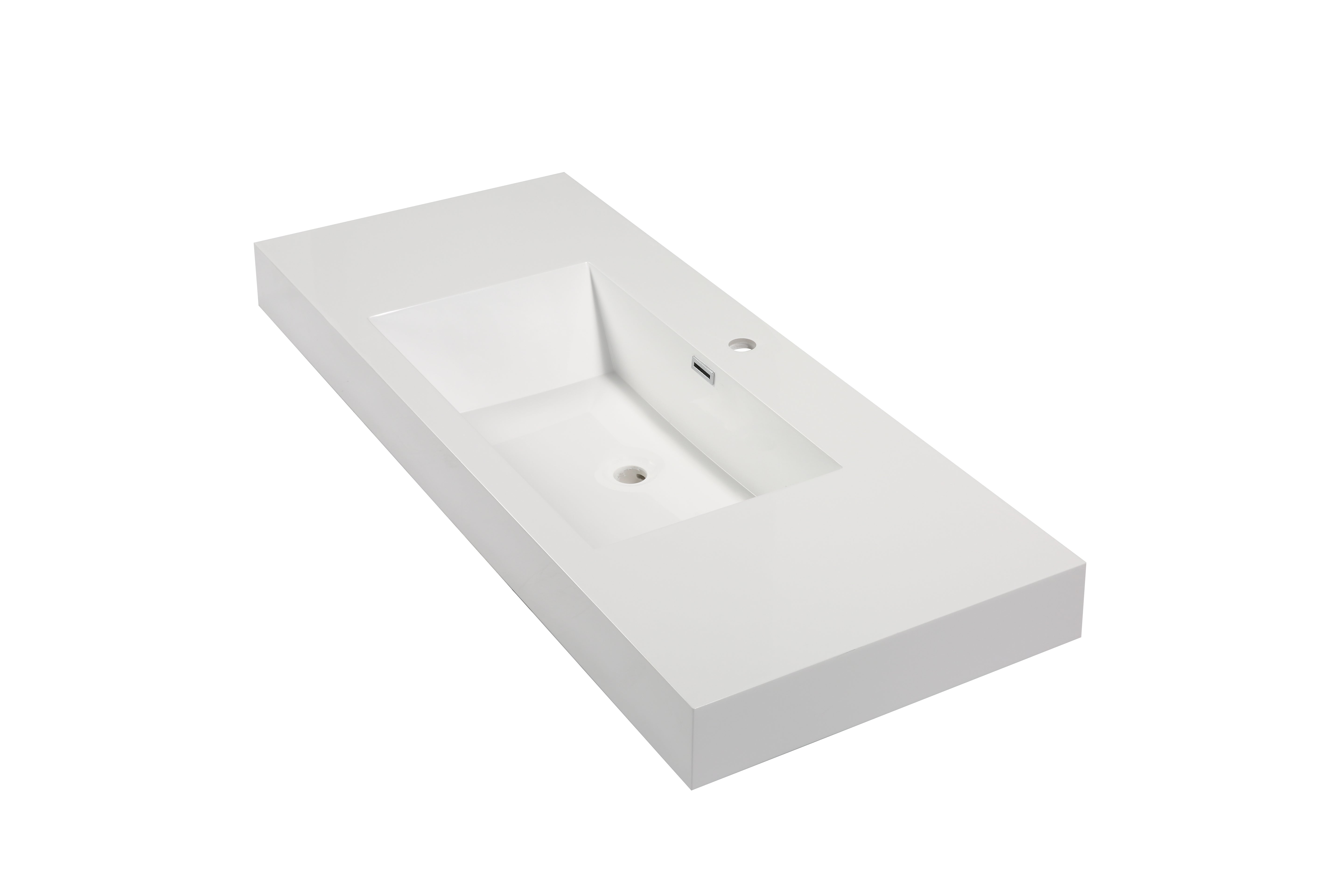 Aquamoon Maya 47" Integrated /Countertop White Square  Sink