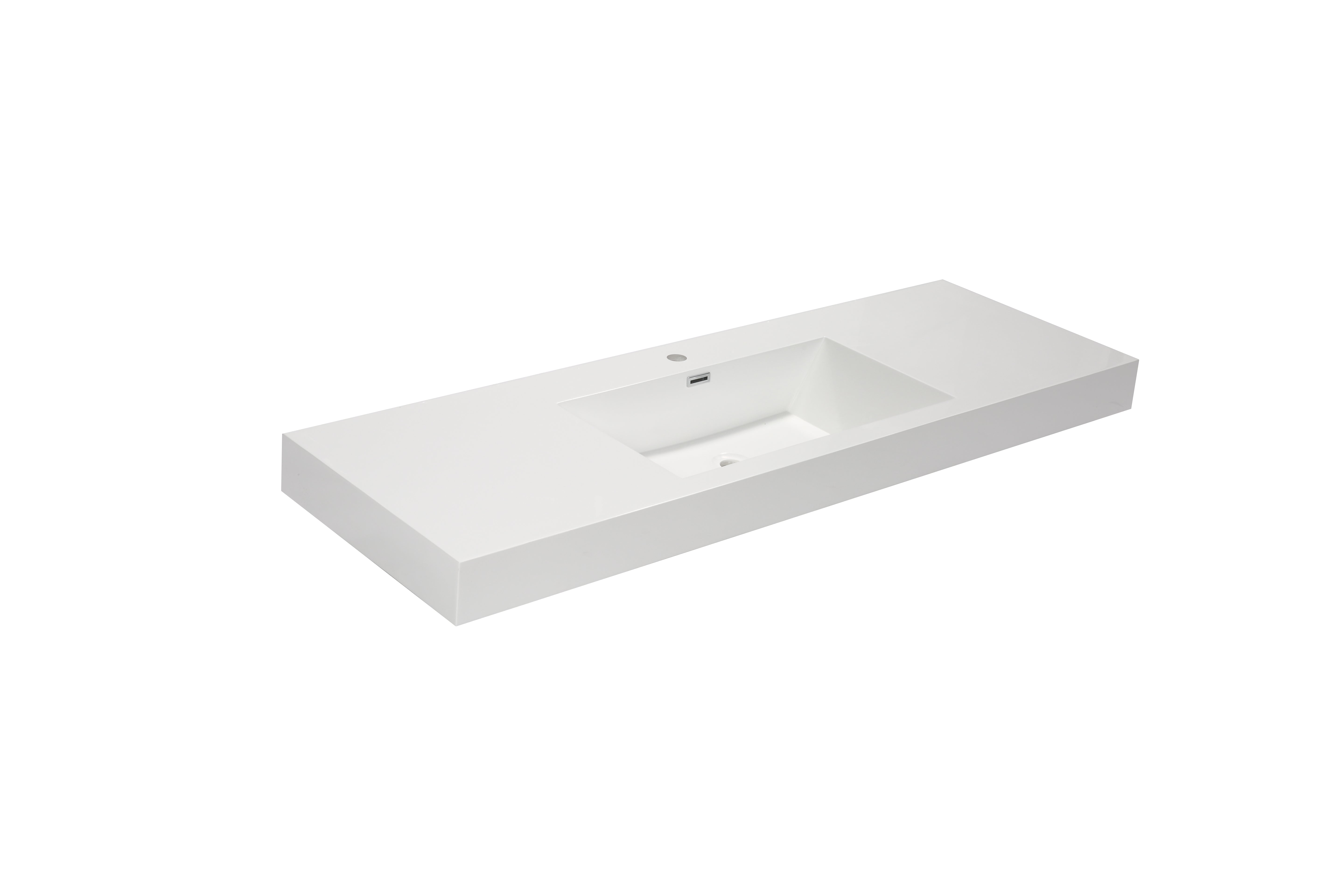 Aquamoon Maya 60" Integrated /Countertop White Square  Sink