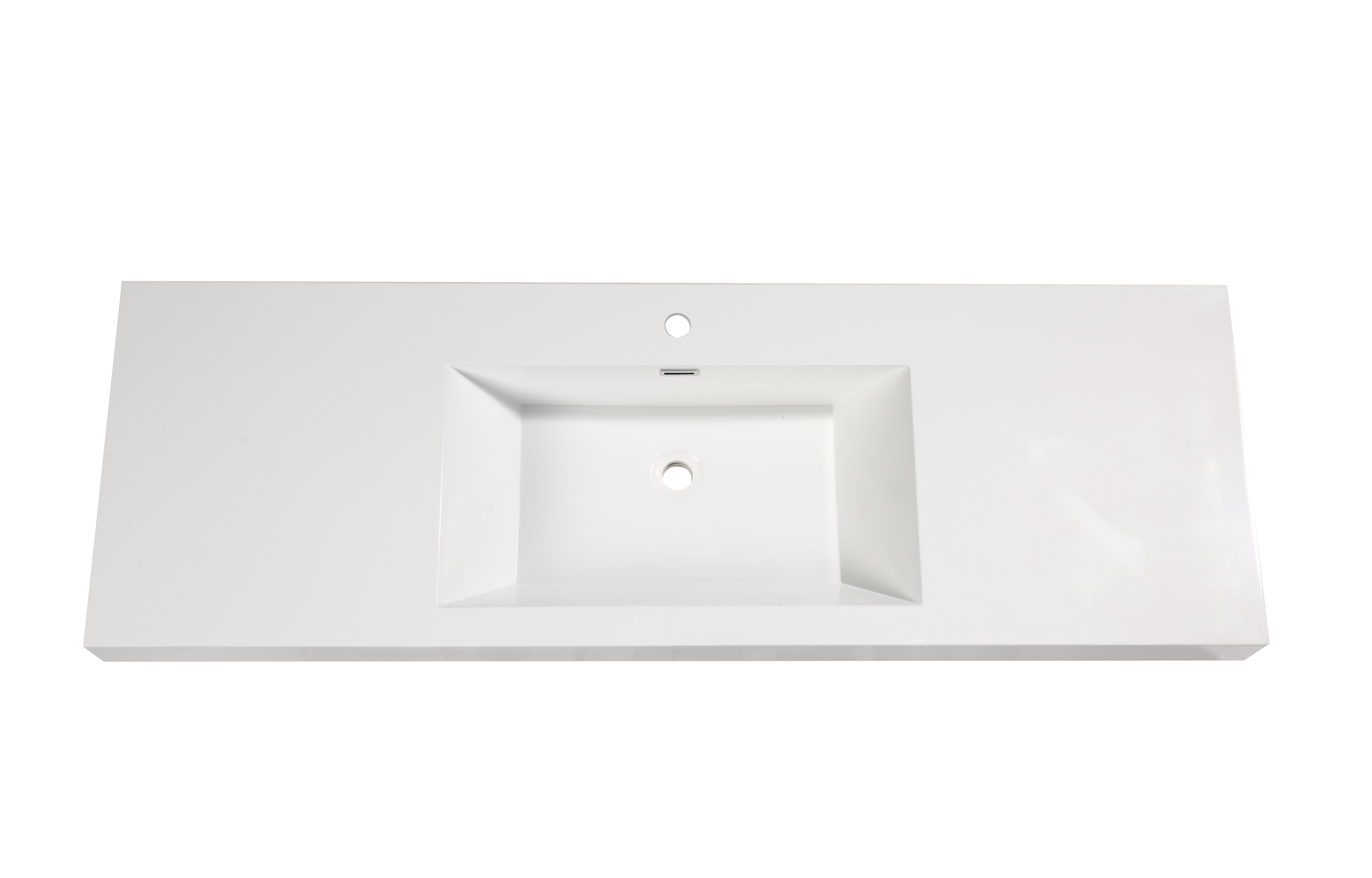 Aquamoon Maya 60" Integrated /Countertop White Square  Sink