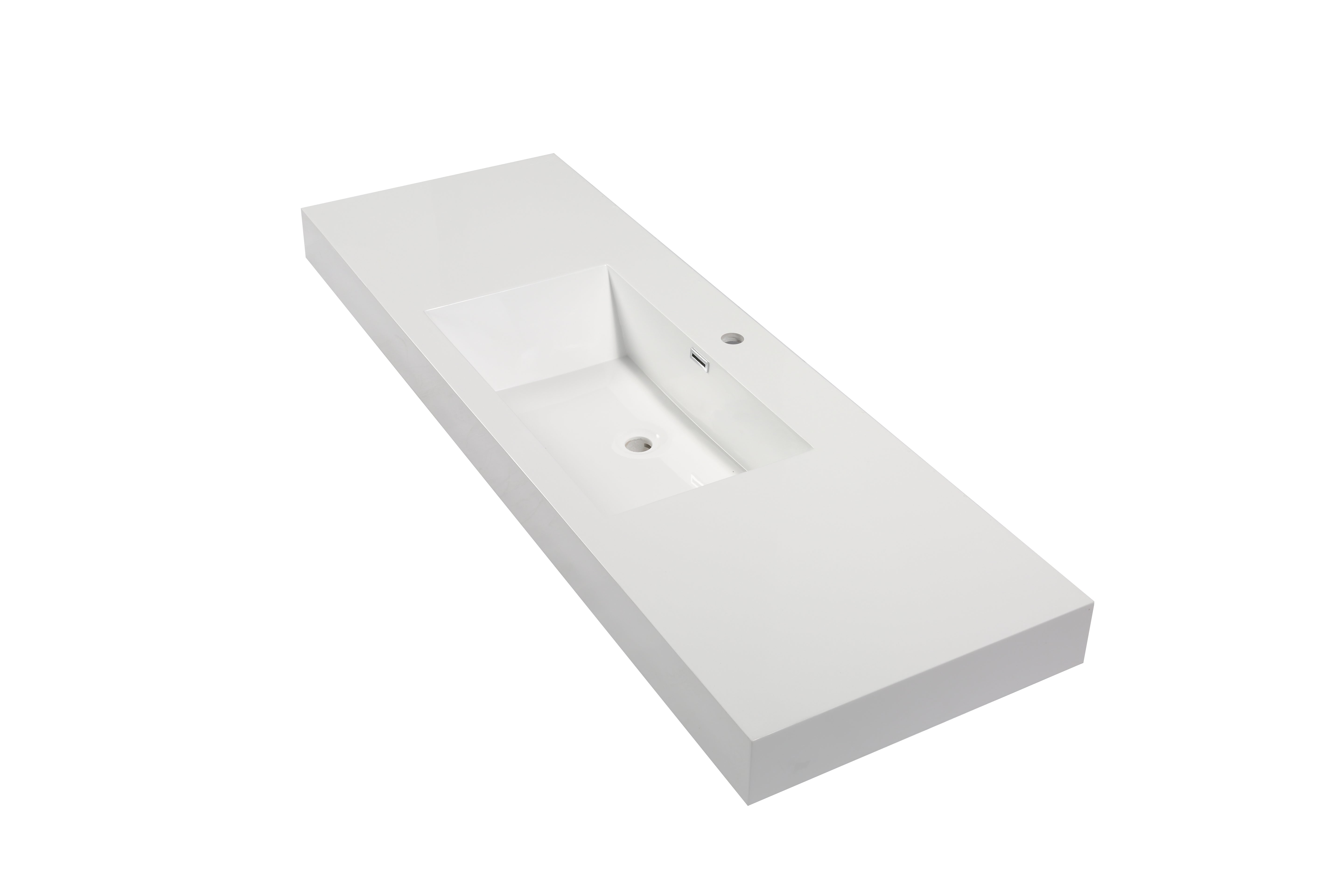 Aquamoon Maya 60" Integrated /Countertop White Square  Sink