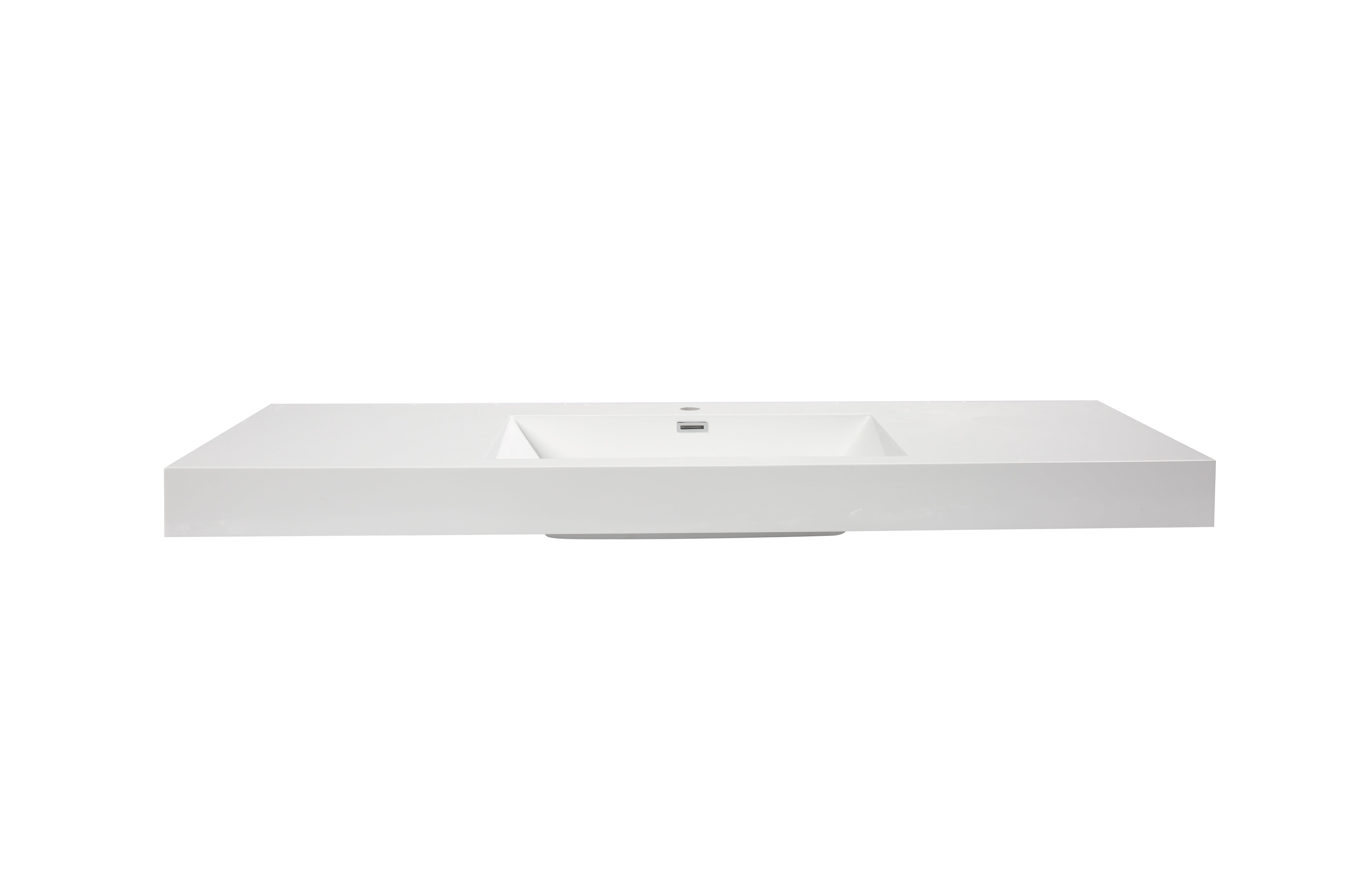 Aquamoon Maya 60" Integrated /Countertop White Square  Sink