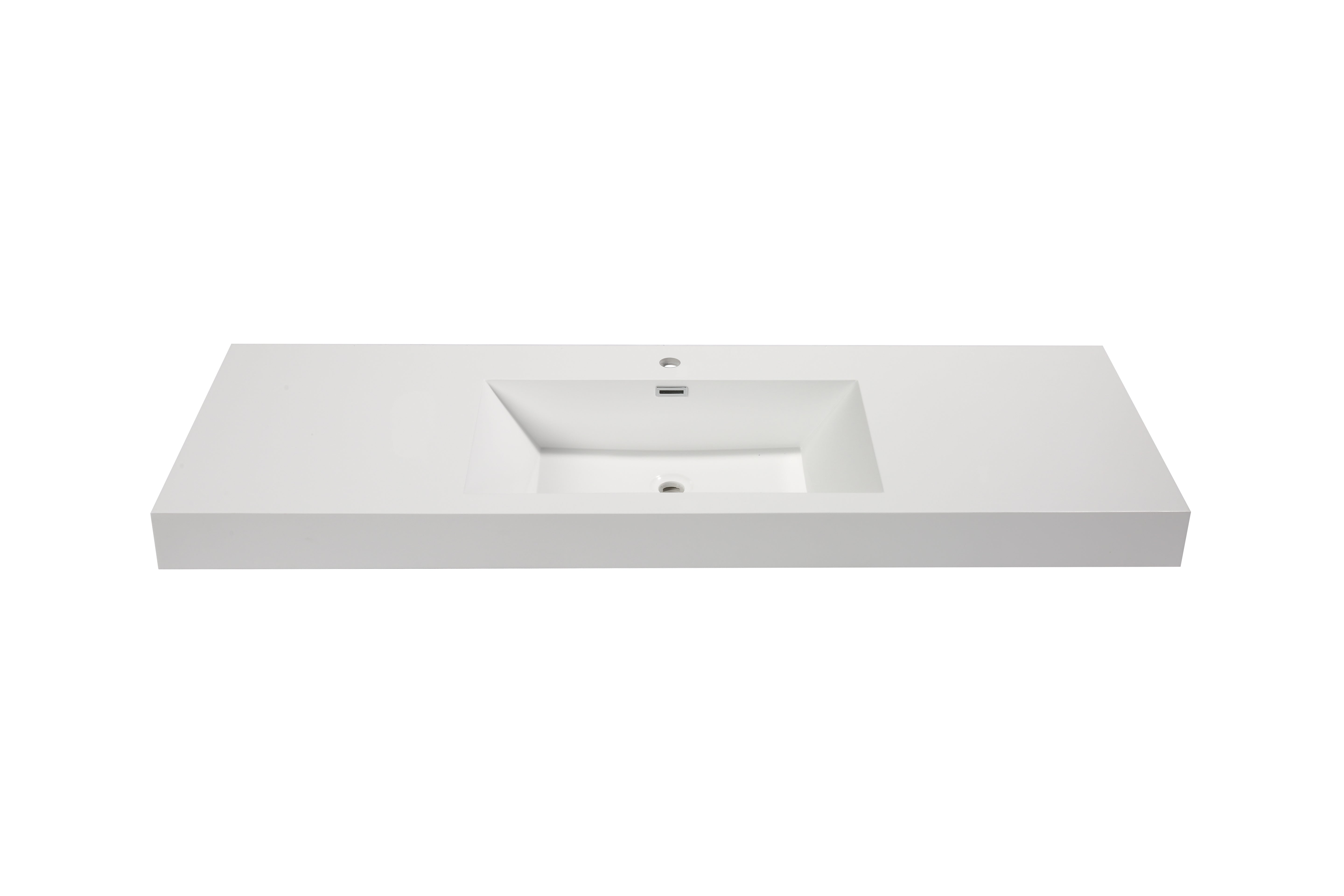 Aquamoon Maya 60" Integrated /Countertop White Square  Sink