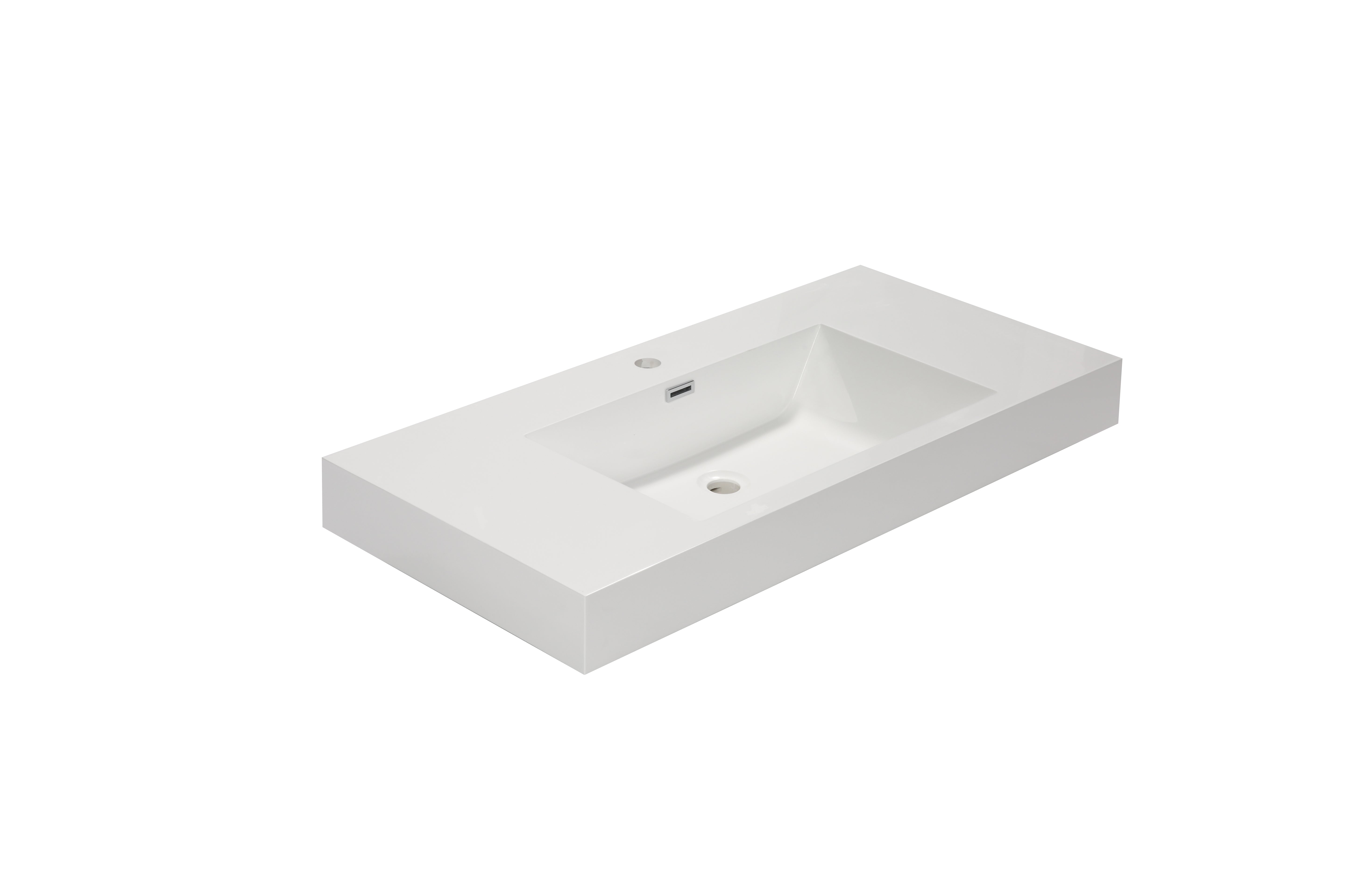 Aquamoon Venice 36" Integrated /Countertop White Square  Sink