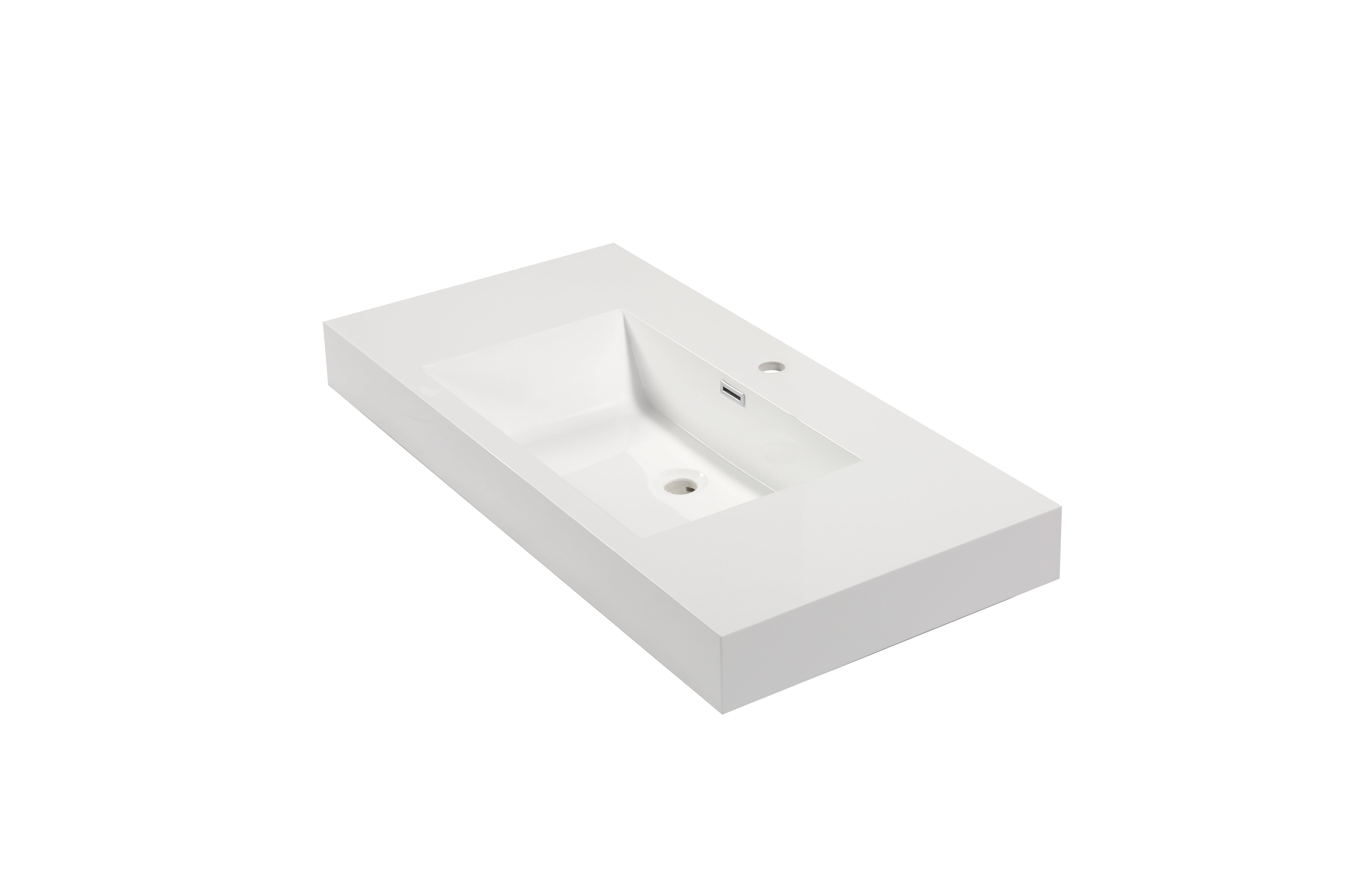 Aquamoon Venice 36" Integrated /Countertop White Square  Sink