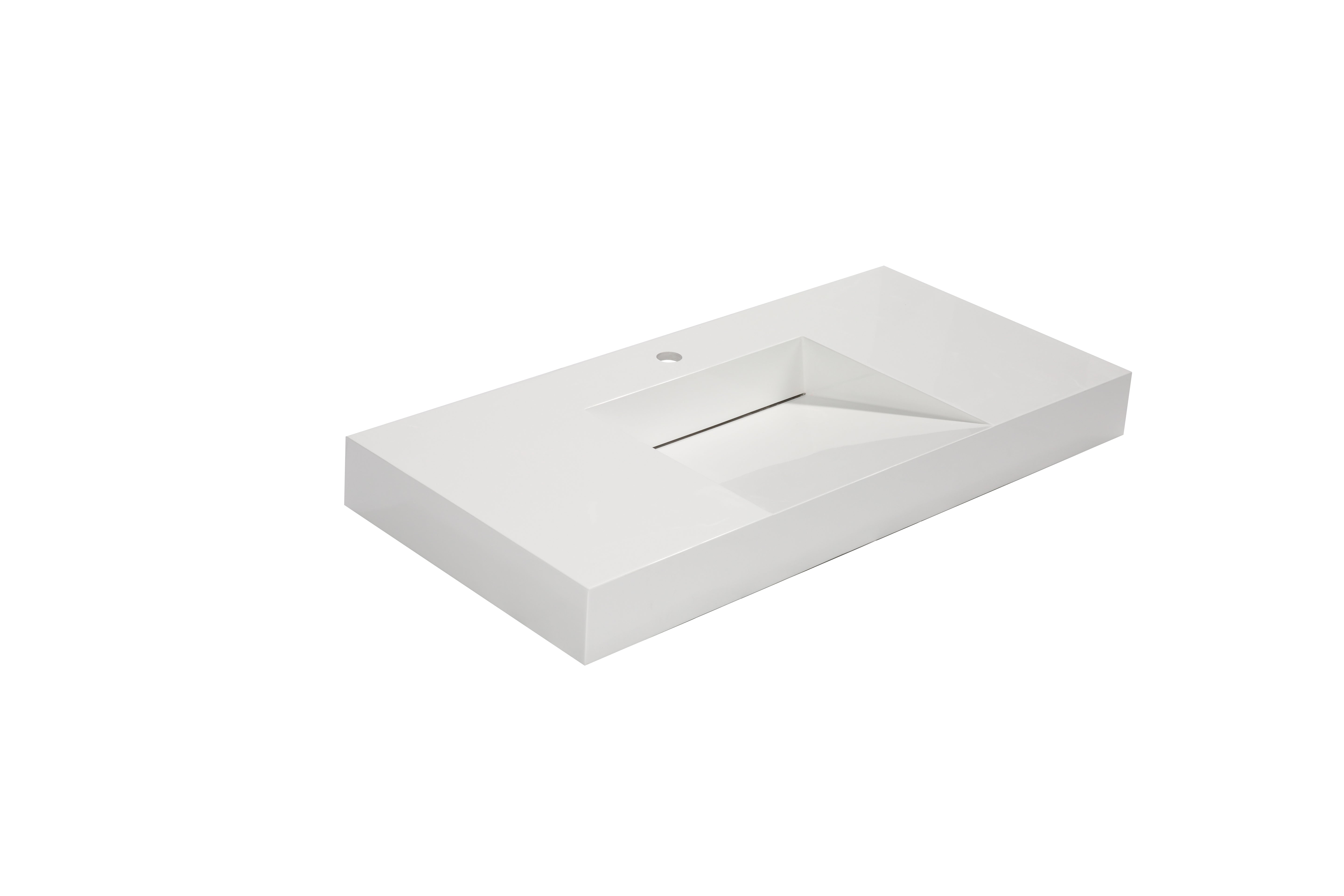 Aquamoon Venice 39" Integrated /Countertop White Infinity  Sink bathtrends_usa