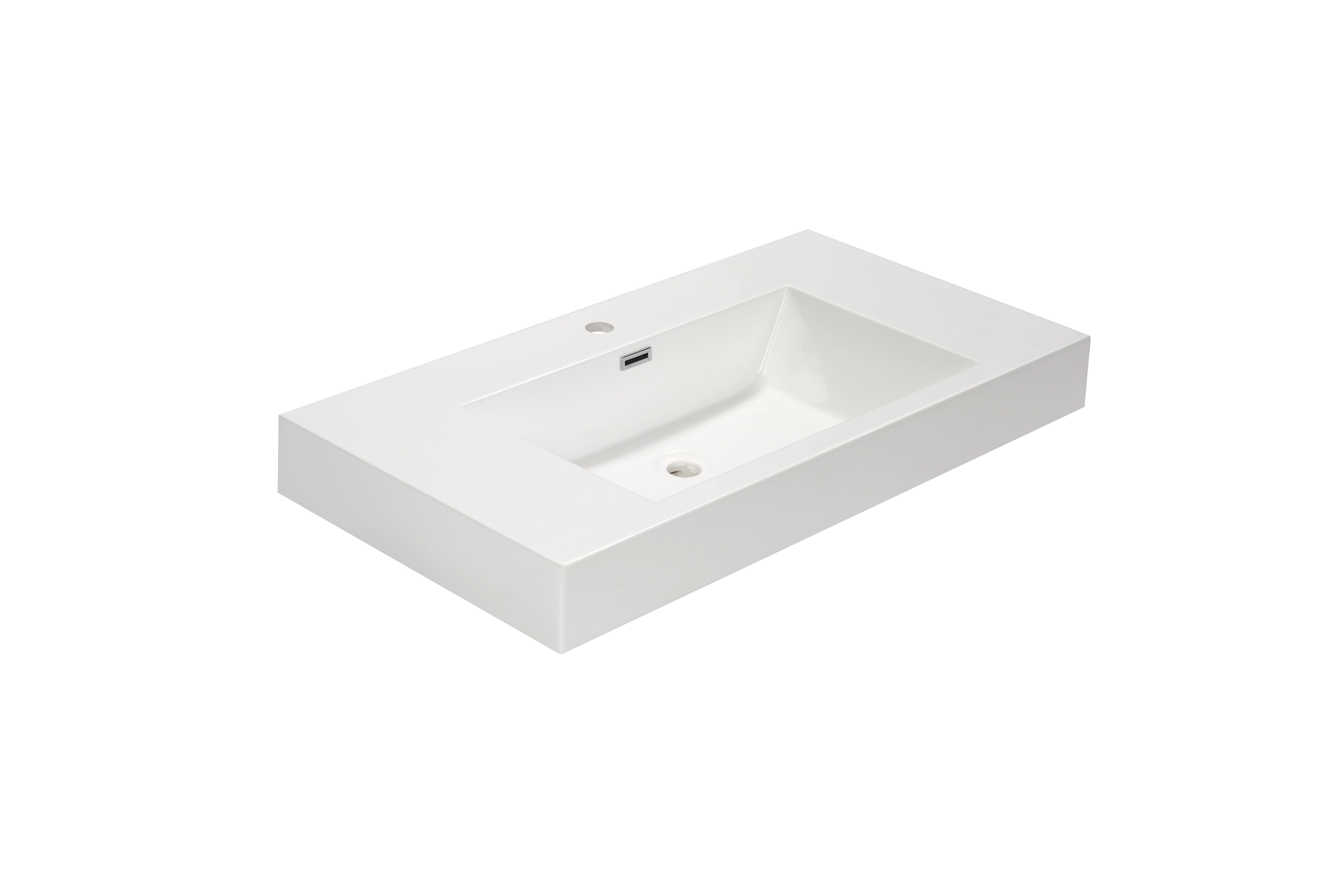 Aquamoon Venice 39" Integrated /Countertop White Square  Sink