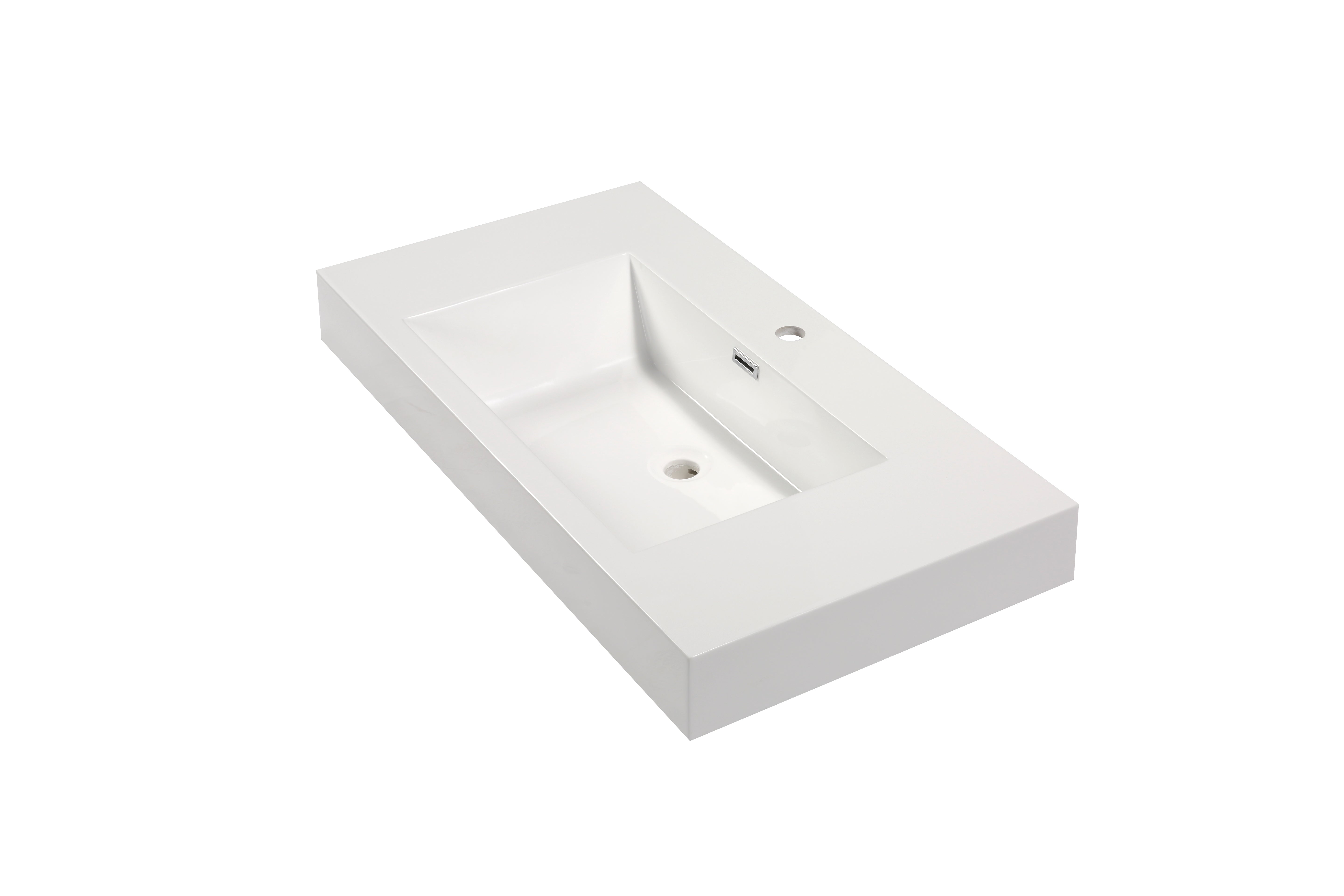 Aquamoon Venice 39" Integrated /Countertop White Square  Sink