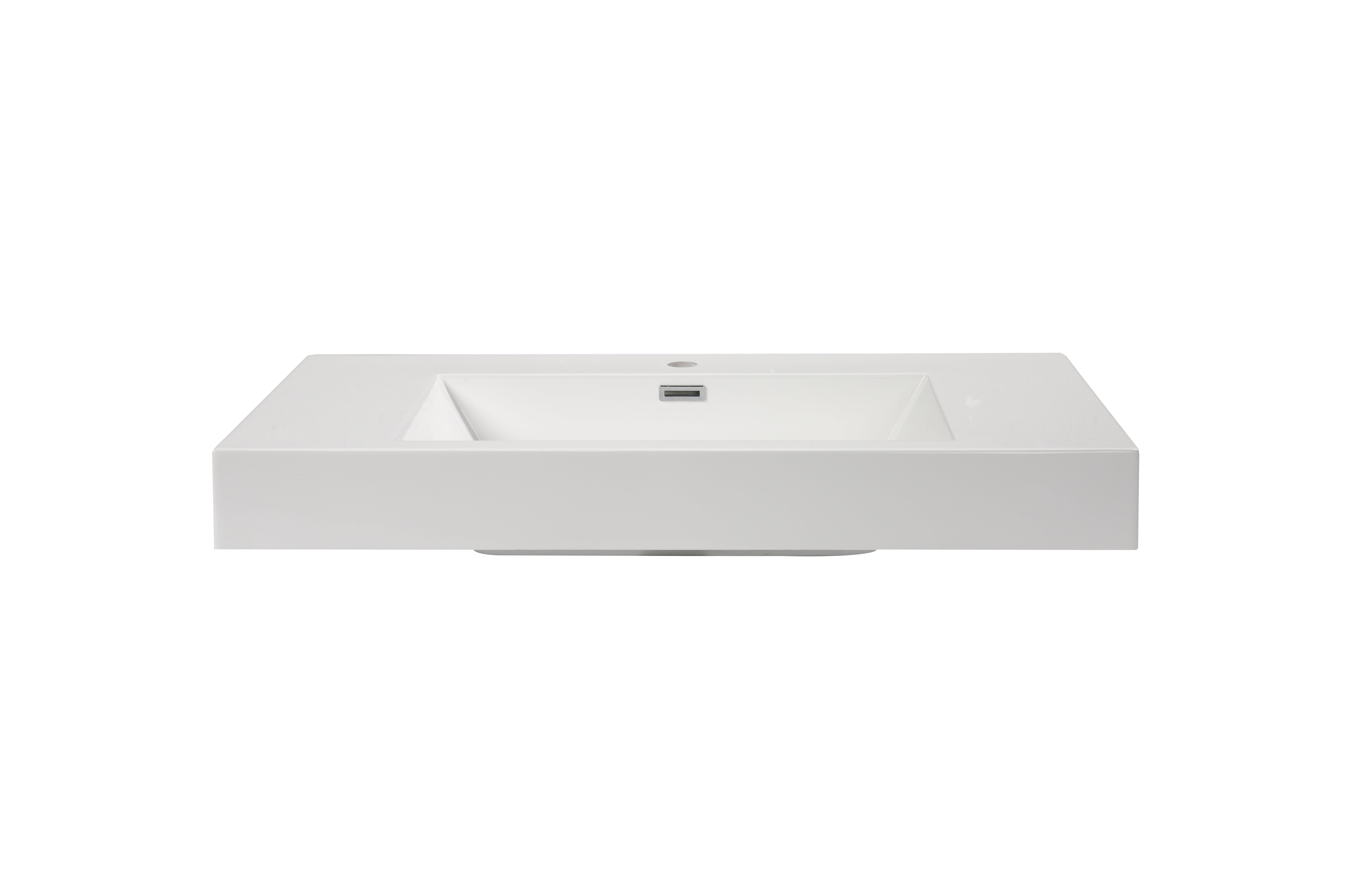 Aquamoon Venice 39" Integrated /Countertop White Square  Sink bathtrends_usa