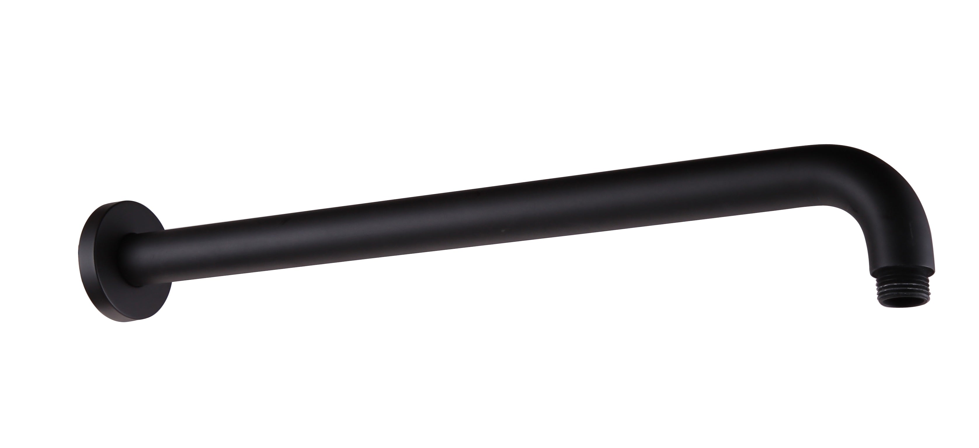 Aquamoon 15" Shower arm Wall Round Matte Black with Flange 