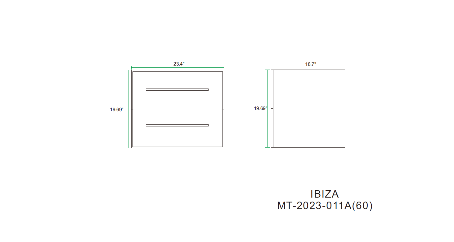 Ibiza 23.5 White Cabinet, Infinity Cultured Marble Sink, Wall Mounted Modern Vanity Set