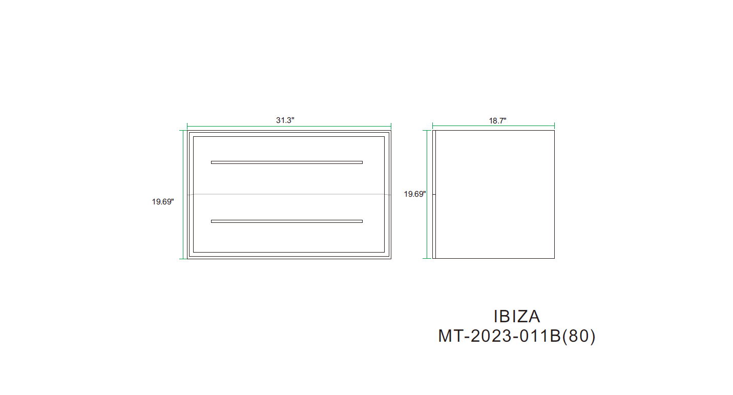 Ibiza 31.5 White Cabinet, Square Cultured Marble Sink, Wall Mounted Modern Vanity Set