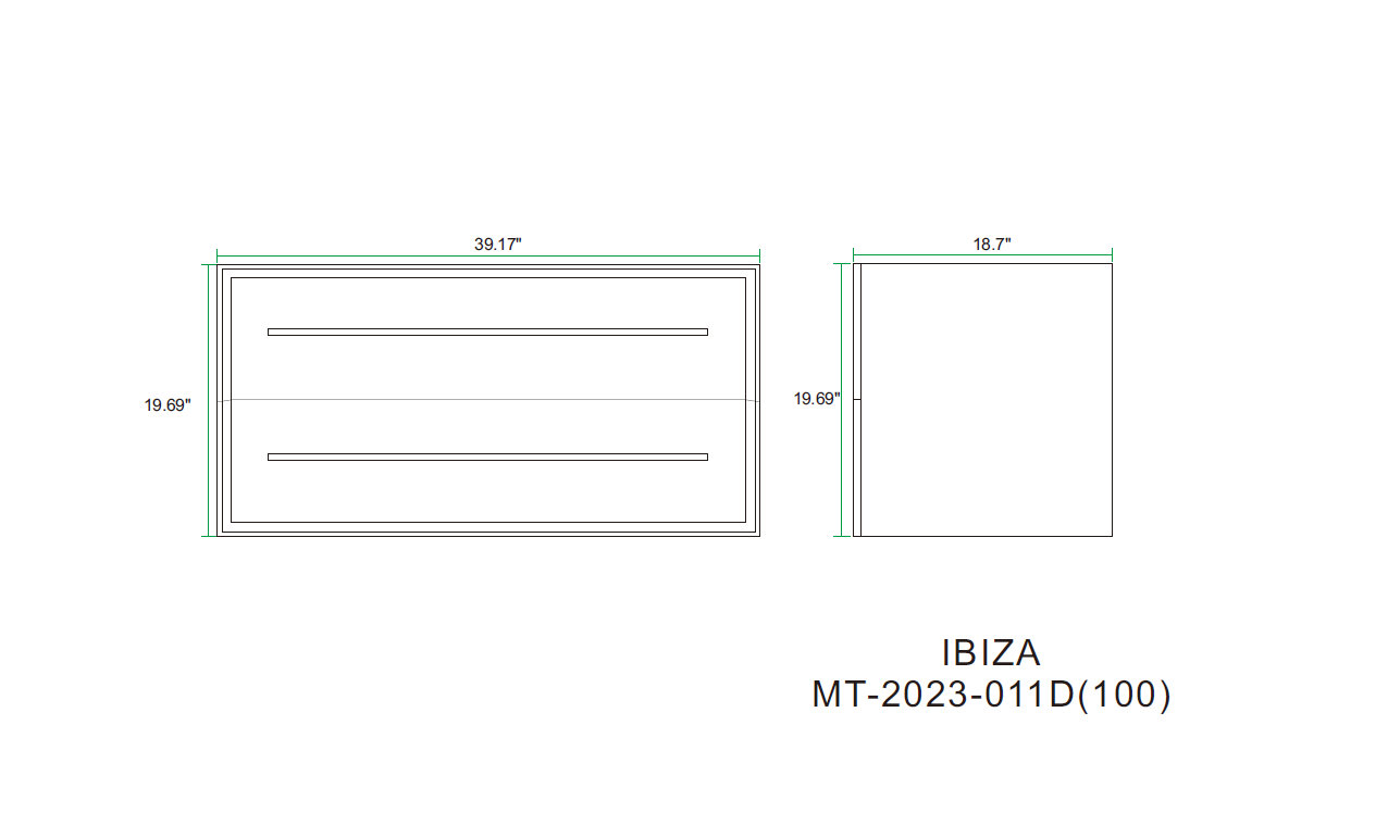 Ibiza 39.5 White Cabinet, Infinity Cultured Marble Sink, Wall Mounted Modern Vanity Set