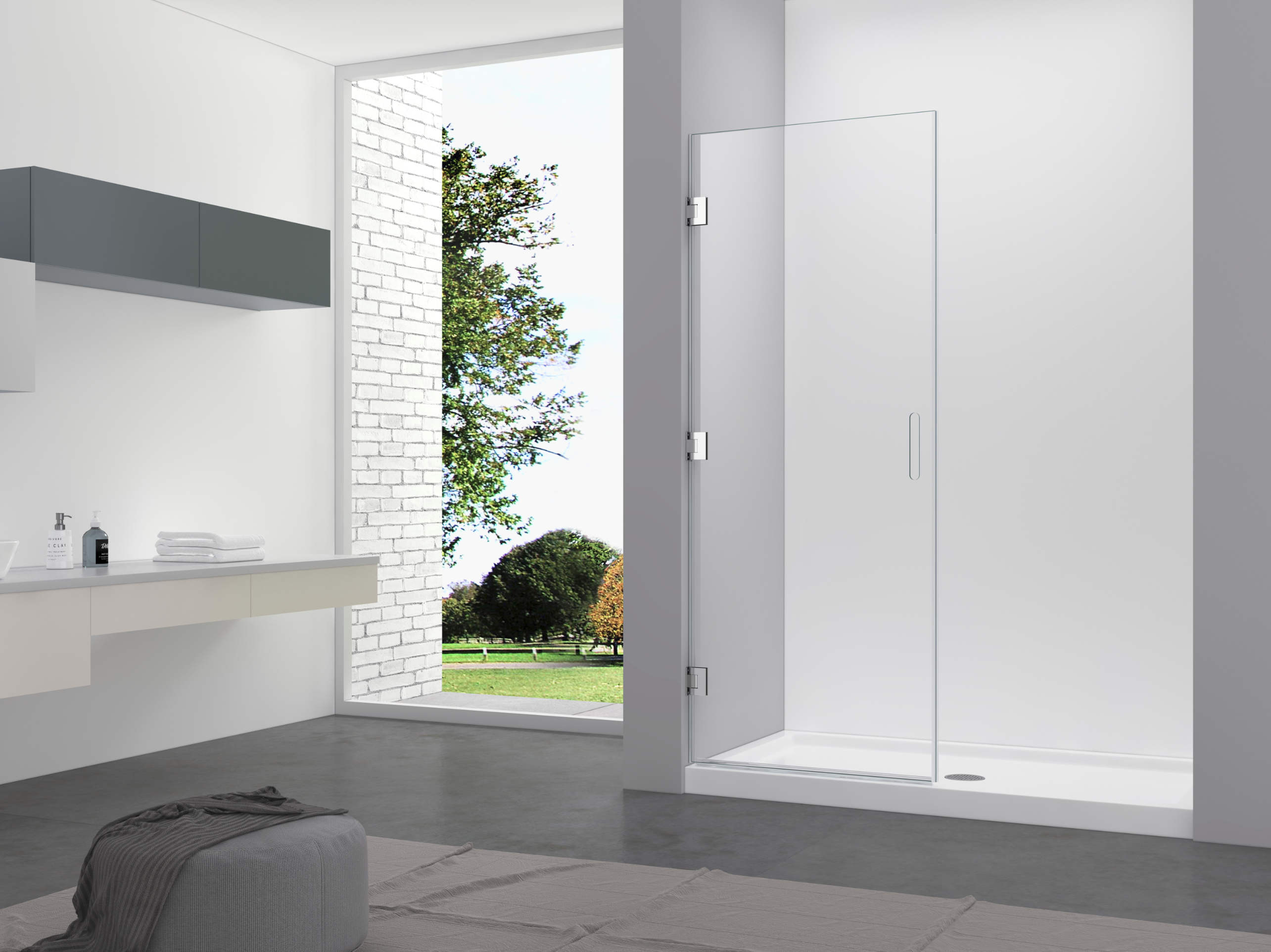 Aquamoon Luna Frameless Shower door W 32" x H 80", One Sliding Door with Chrome Hinges 