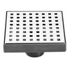 Aquamoon  Chrome Insert 6 x 6  Linear Shower Drain, 316 Stainless Steel Square with Hair Strainer and Fittings