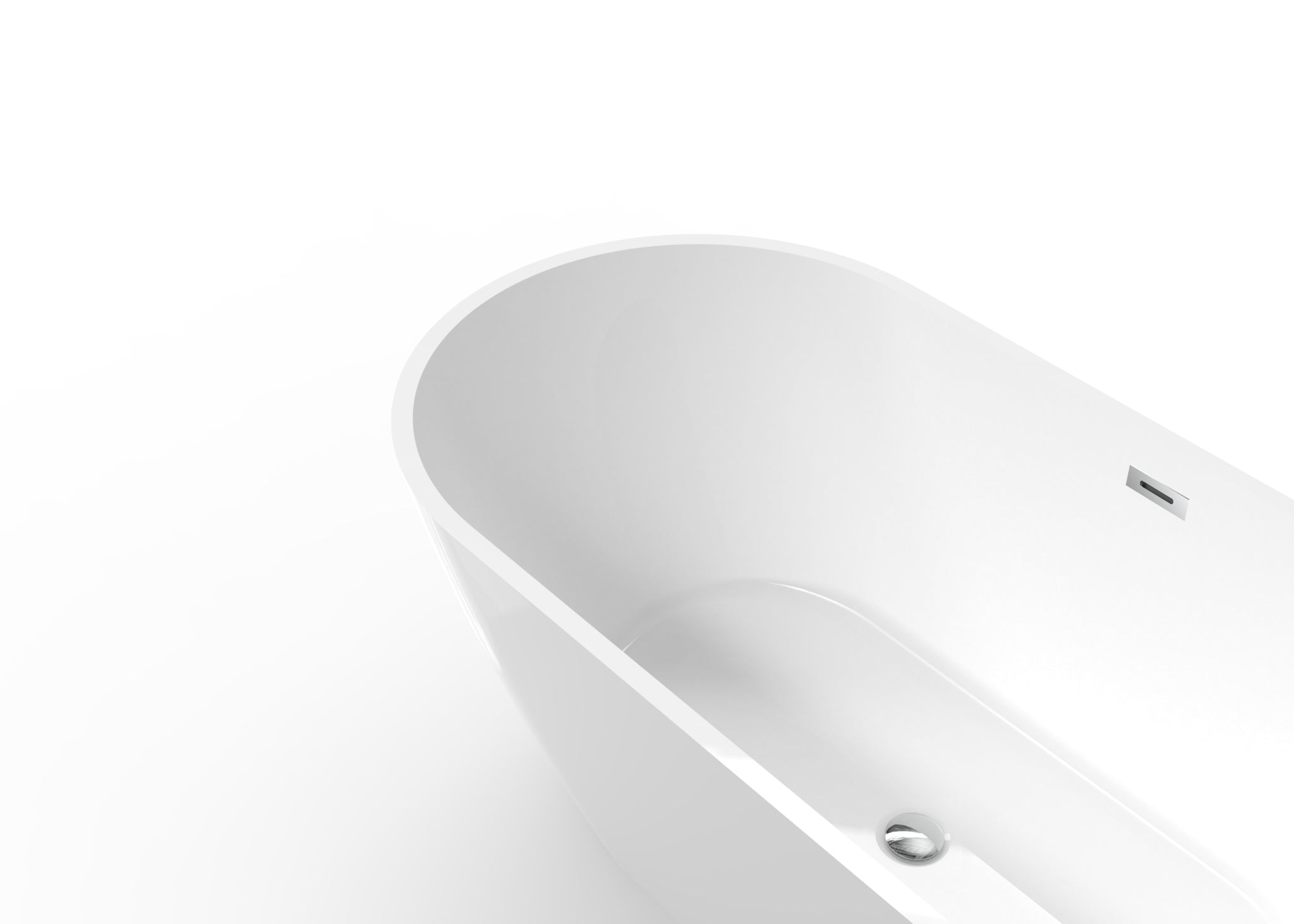 Flora Bathtub 67 White Acrylic Freestanding Soaker, Center Drain And Overflow