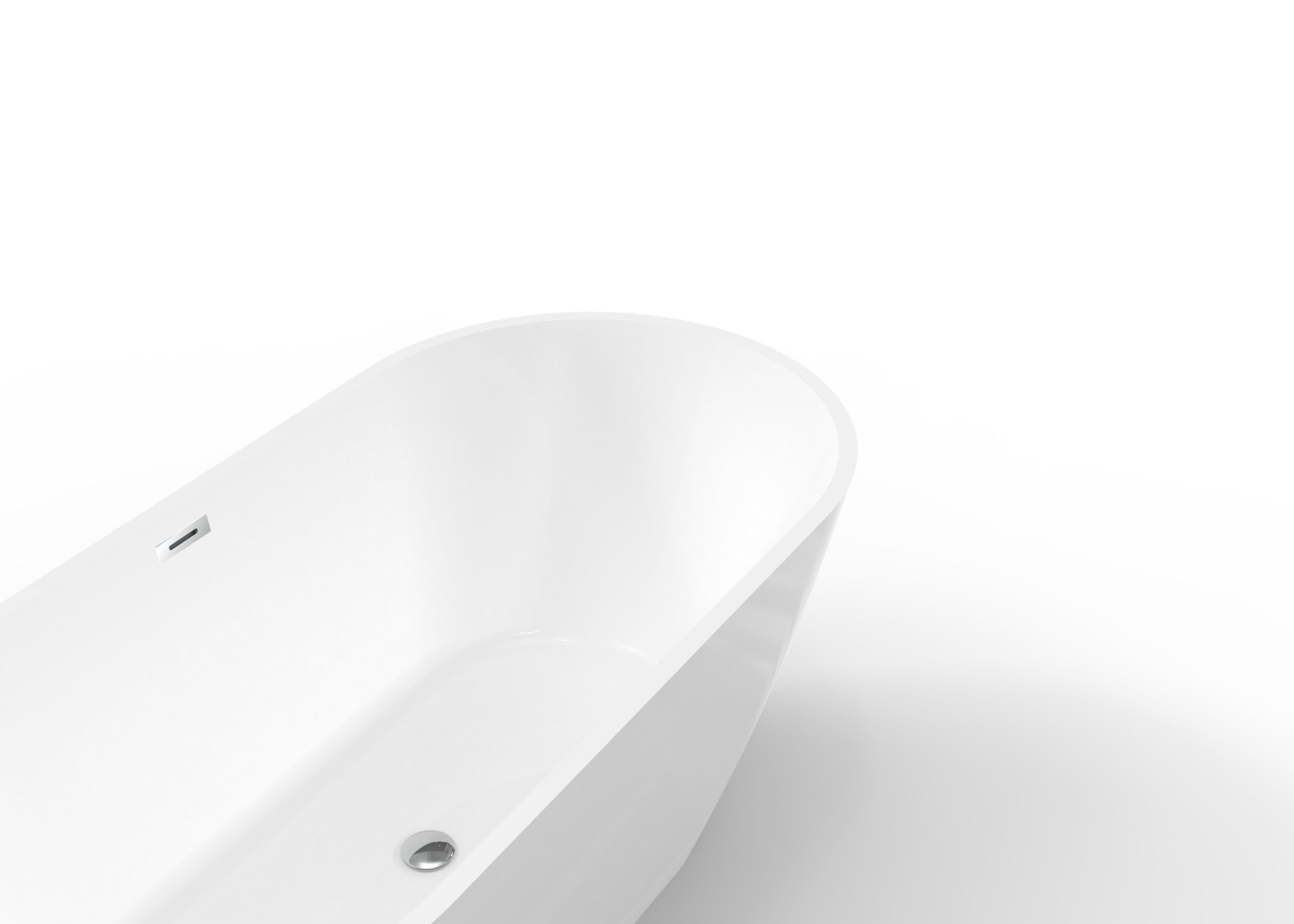 Flora Bathtub 67 White Acrylic Freestanding Soaker, Center Drain And Overflow