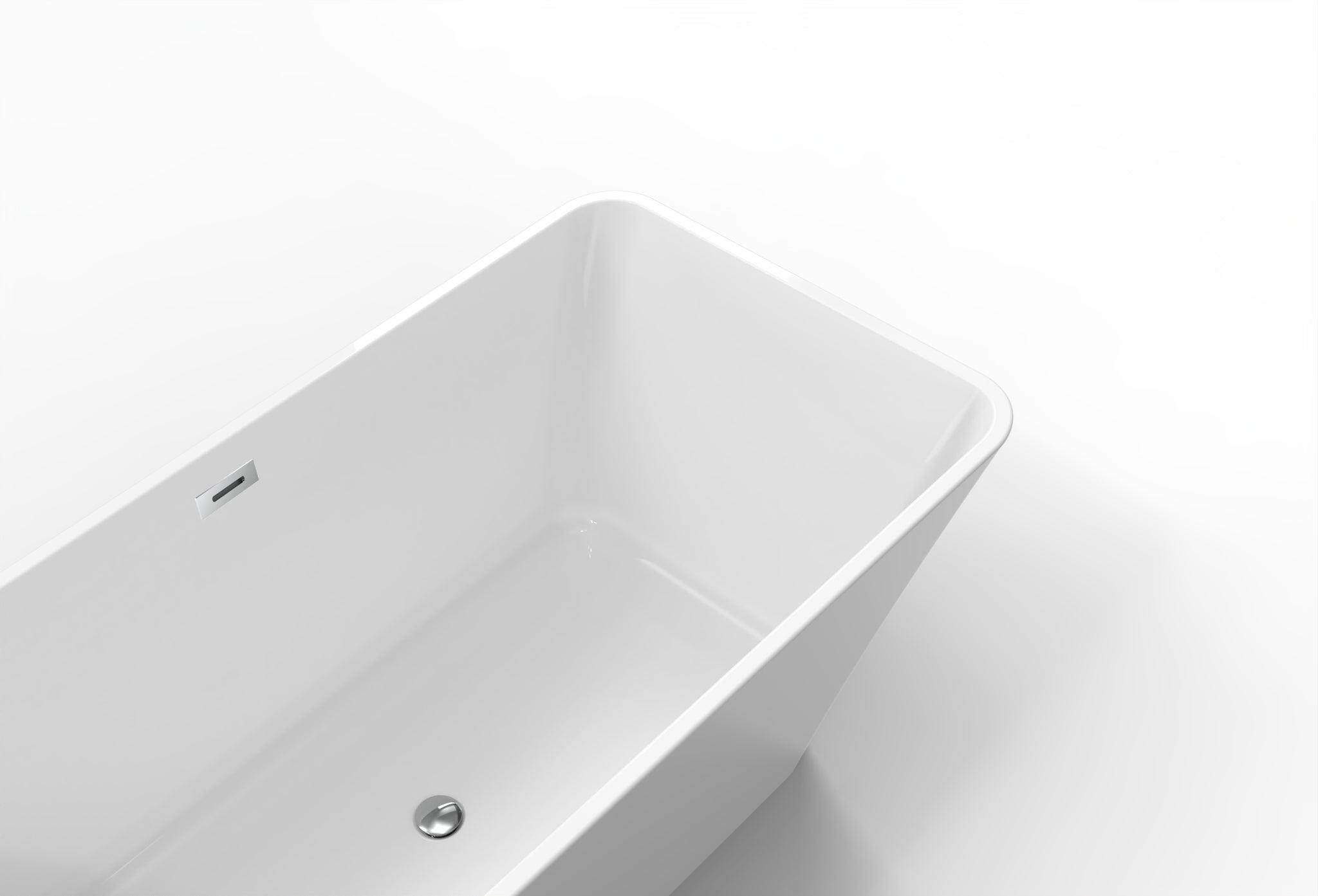 Liberty Bath Tub 67 White Acrylic Free Standing Soaker, Center Drain And Overflow