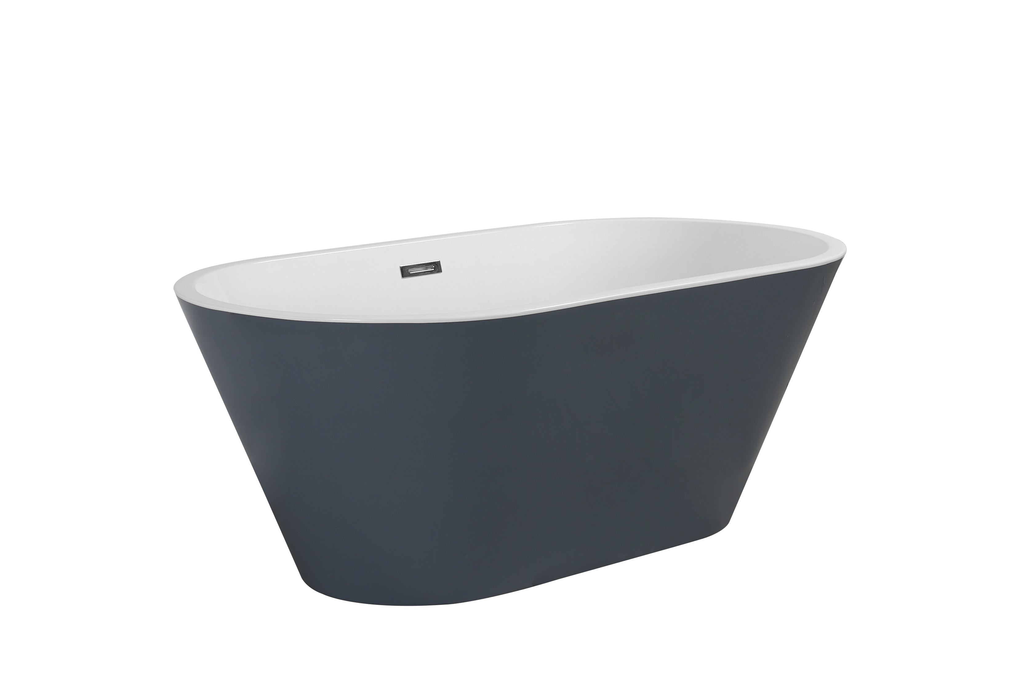 SkySea Bathtub 59 Grey Exterior Freestanding Soaker, Center Drain And Overflow