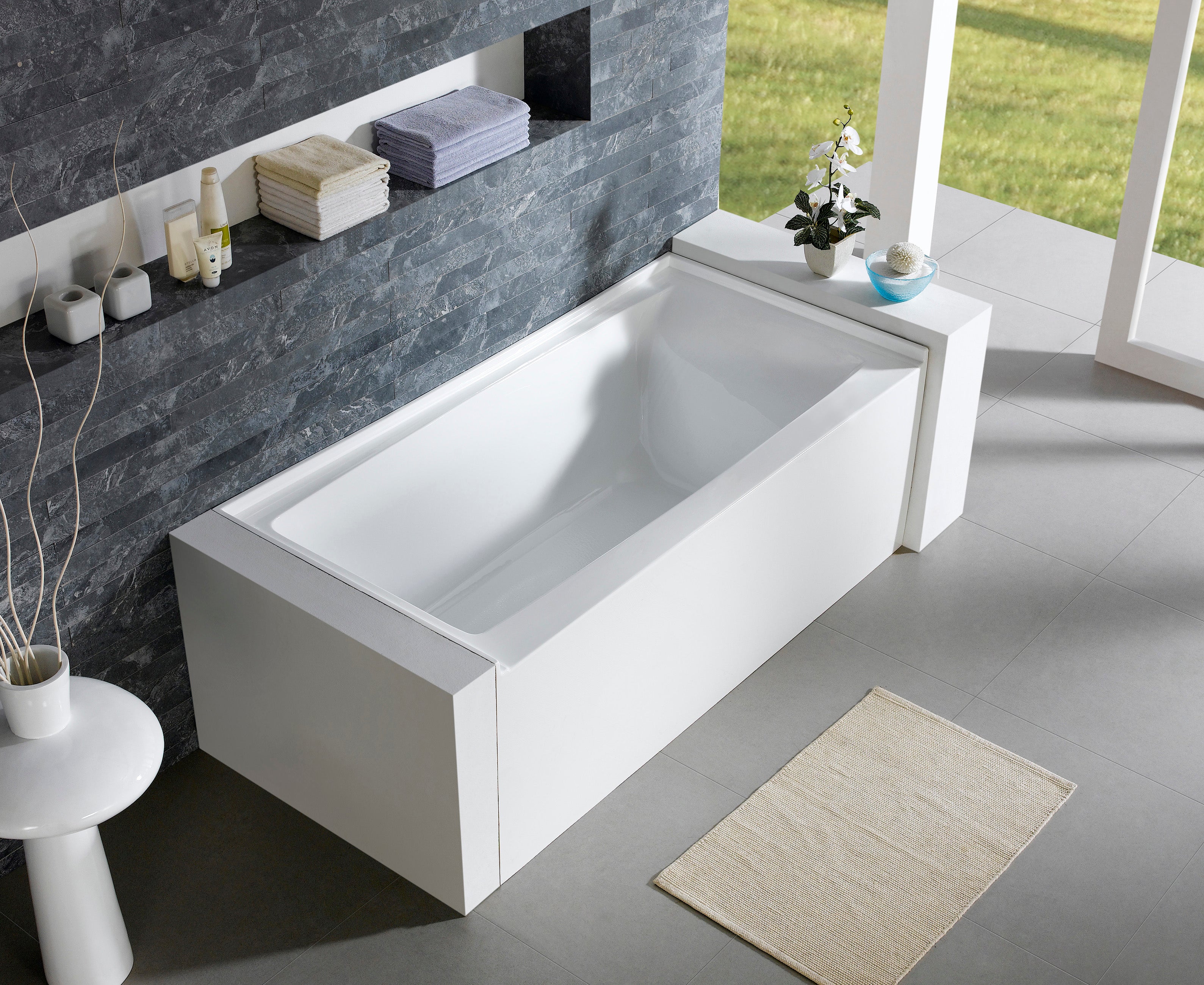 Turin 60 Skirted Acrylic Bath Tub, Right Drain And Overflow