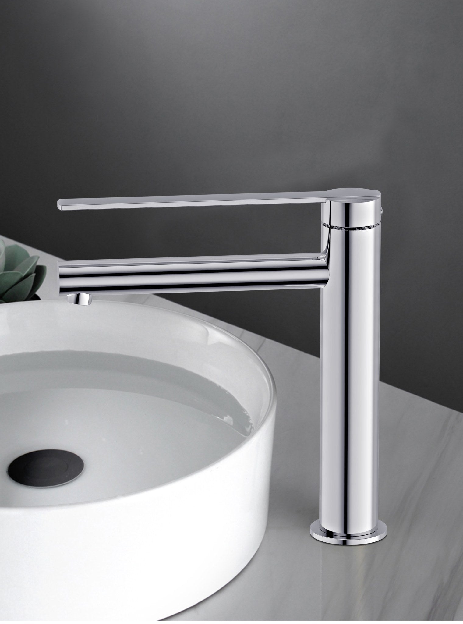 Aquamoon Bali Collection Single Lever Bathroom Vessel Faucet Chrome Finish Bath Trends USA