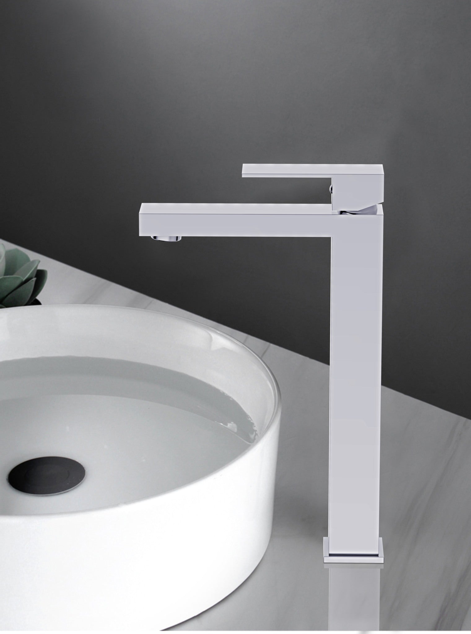 Aquamoon Milan Collection Single Lever Bathroom Vessel Faucet Chrome Finish