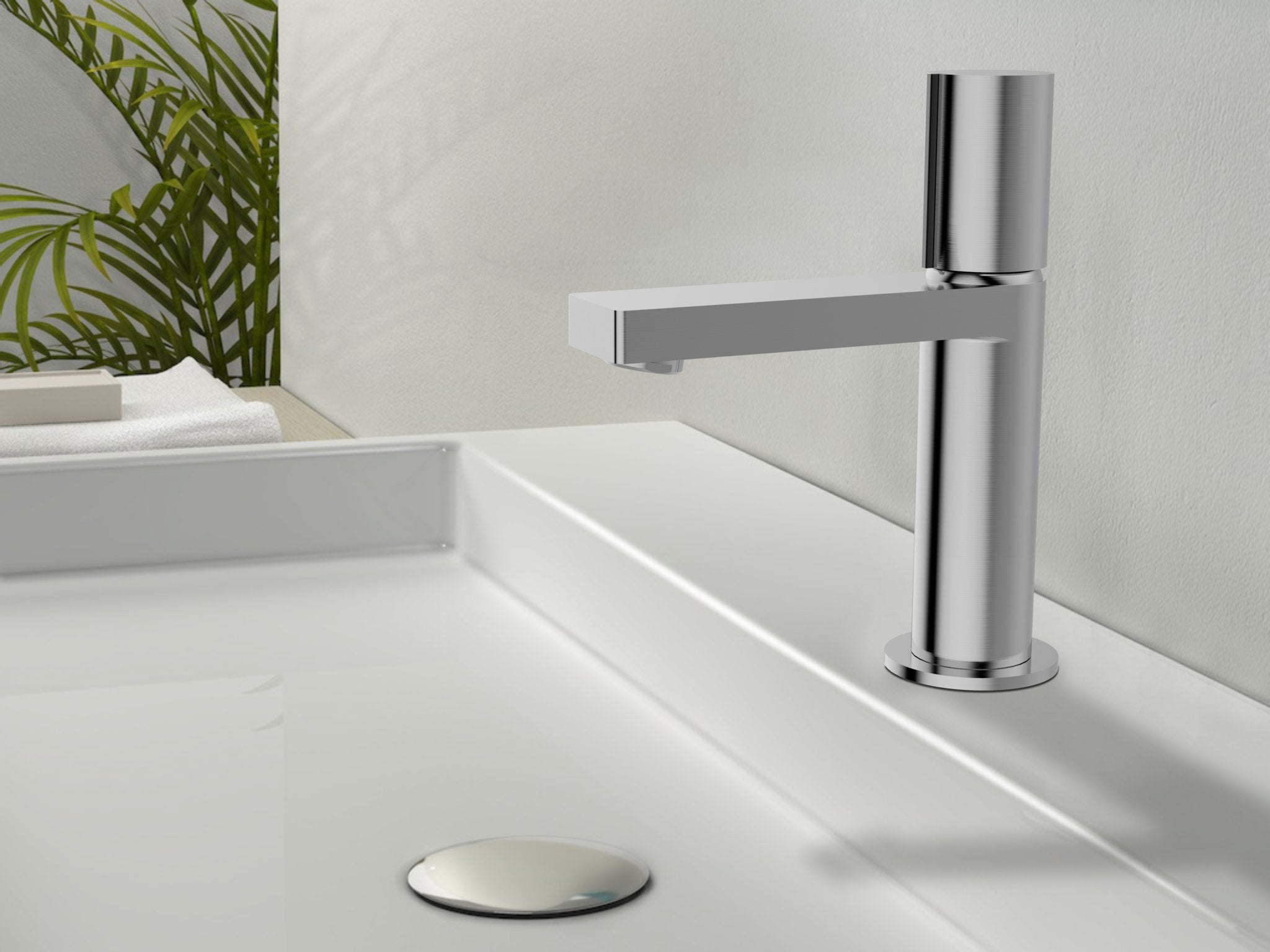 Aquamoon Barcelona Collection Single Lever Bathroom Vanity Faucet Brushed Nickel Finish Bath Trends USA