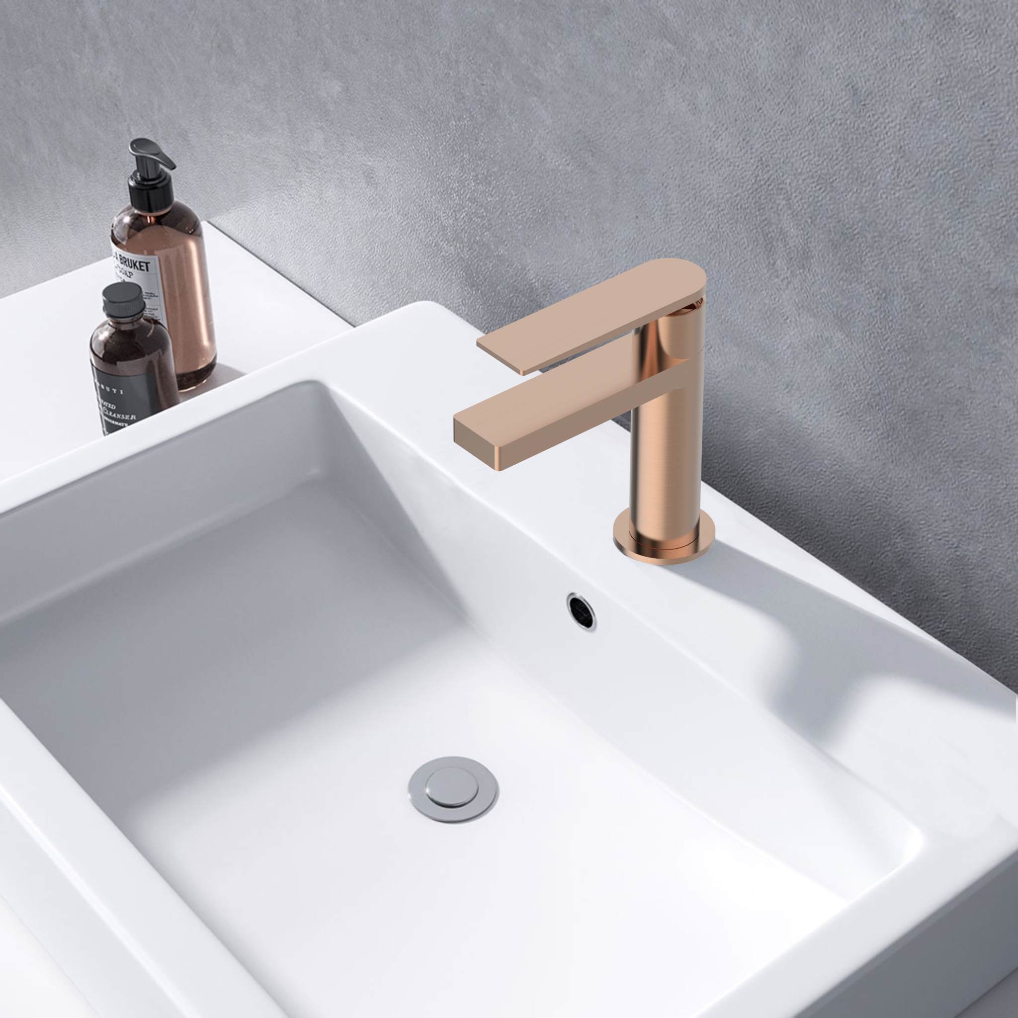 Aquamoon Havana Collection Single Lever Bathroom Vanity Faucet Rose Gold Finish Bath Trends USA