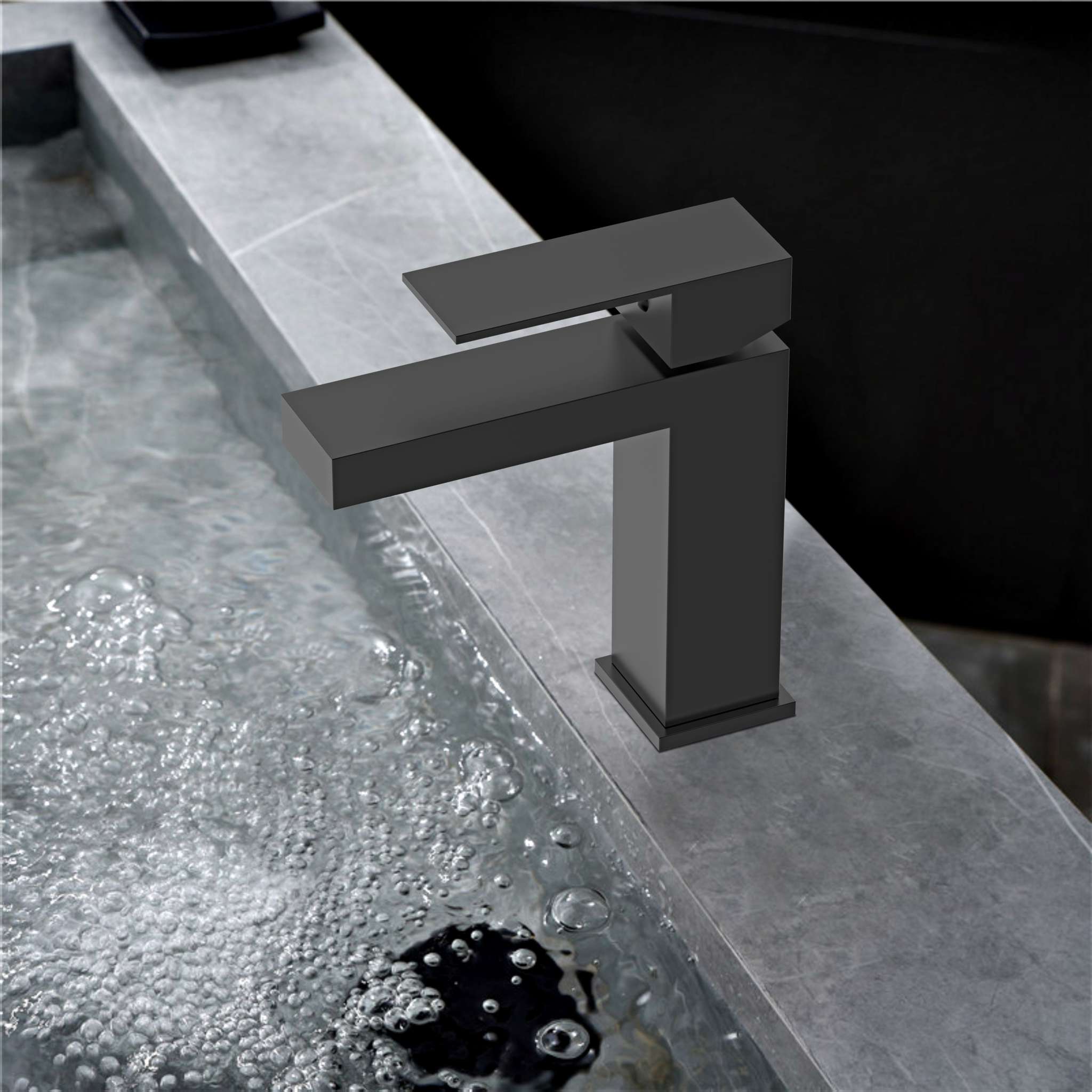 Aquamoon Milan Collection Single Lever Bathroom Vanity Faucet Matte Black Finish