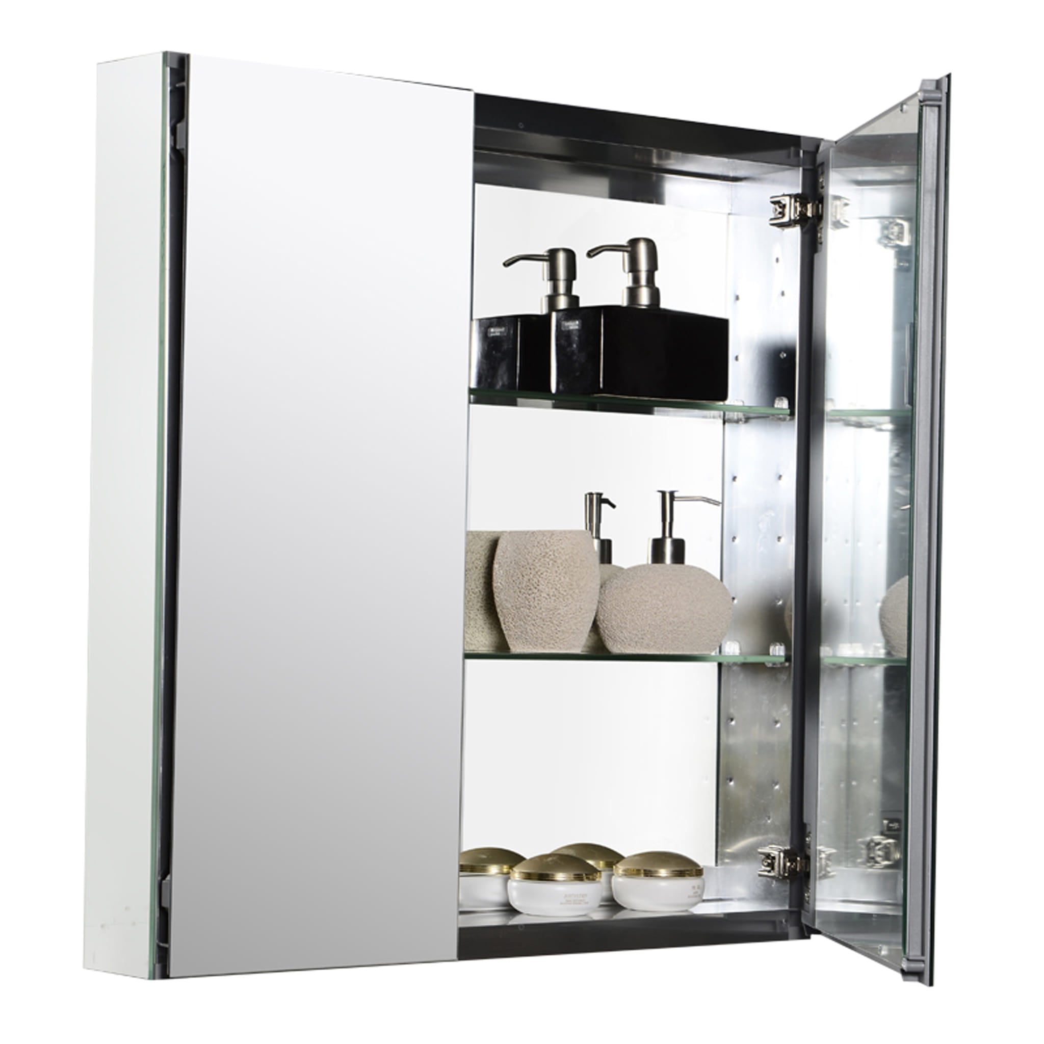 Aquamoon MM20 Frameless Plain 25" x26" Bathroom Medicine Cabinet Mirror Recess or Wall Mounted Installation bathtrends_usa