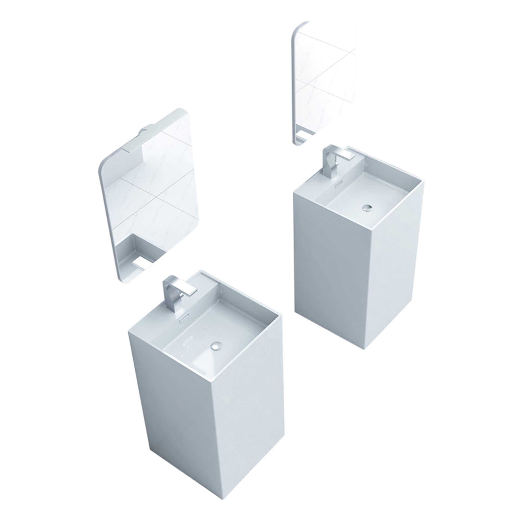 Aquamoon Squadra 18.5"  Modern Pedestal Bathroom Sink with single hole faucet and overflow