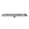 Aquamoon Brush Nickel Insert 48x3.5 inch  Linear Shower Drain, 316 Stainless Steel Rectangle with Hair Strainer and Fittings