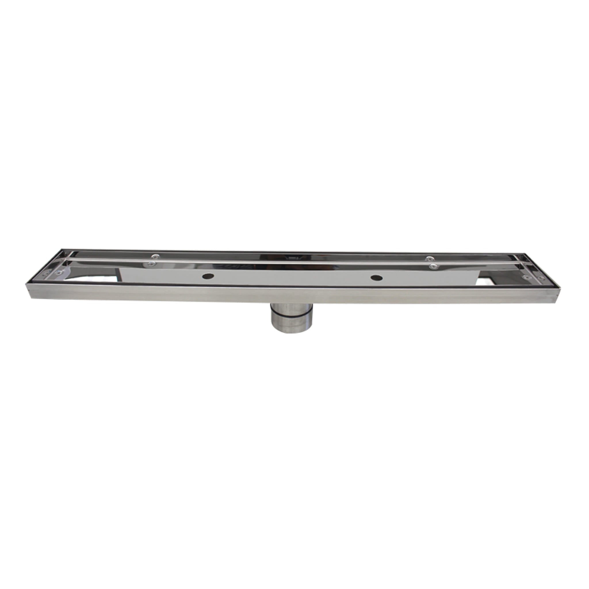 Aquamoon 24" Tile Inserted Linear  Shower Drain, 316 Stainless Steel, Square with Hair Strainer and Fittings